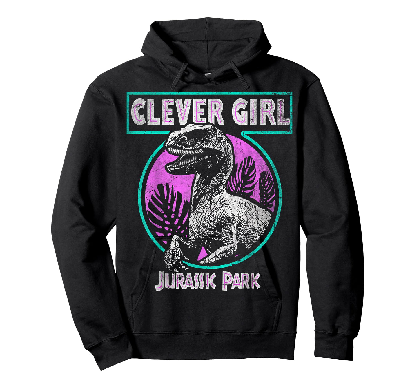 Jurassic Park Distressed Teal Raptor Clever Girl Short Sleeve T-Shirt