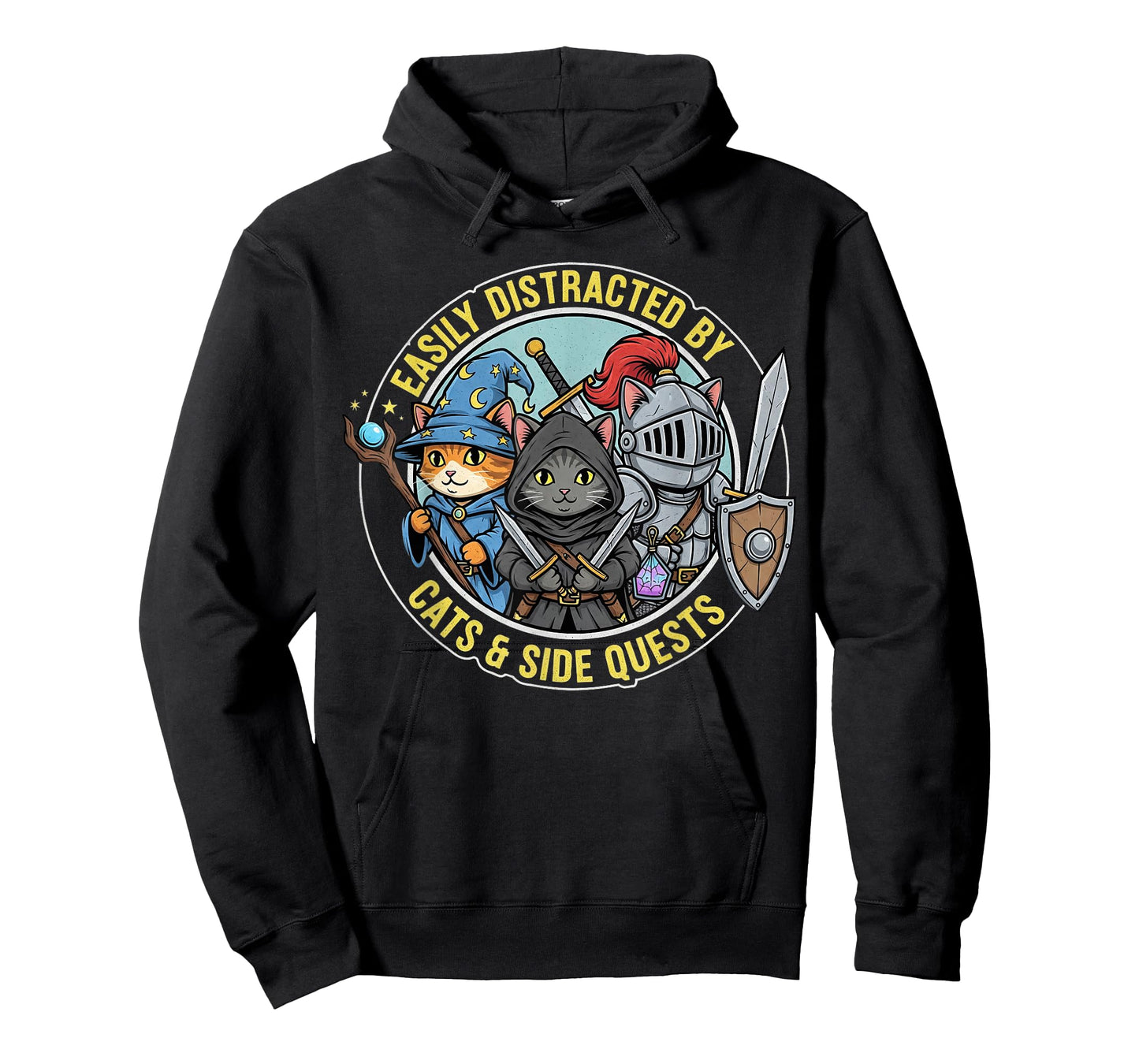 Gamer Easily Distracted by Cats Side Quests RPG Cat Funny T-Shirt