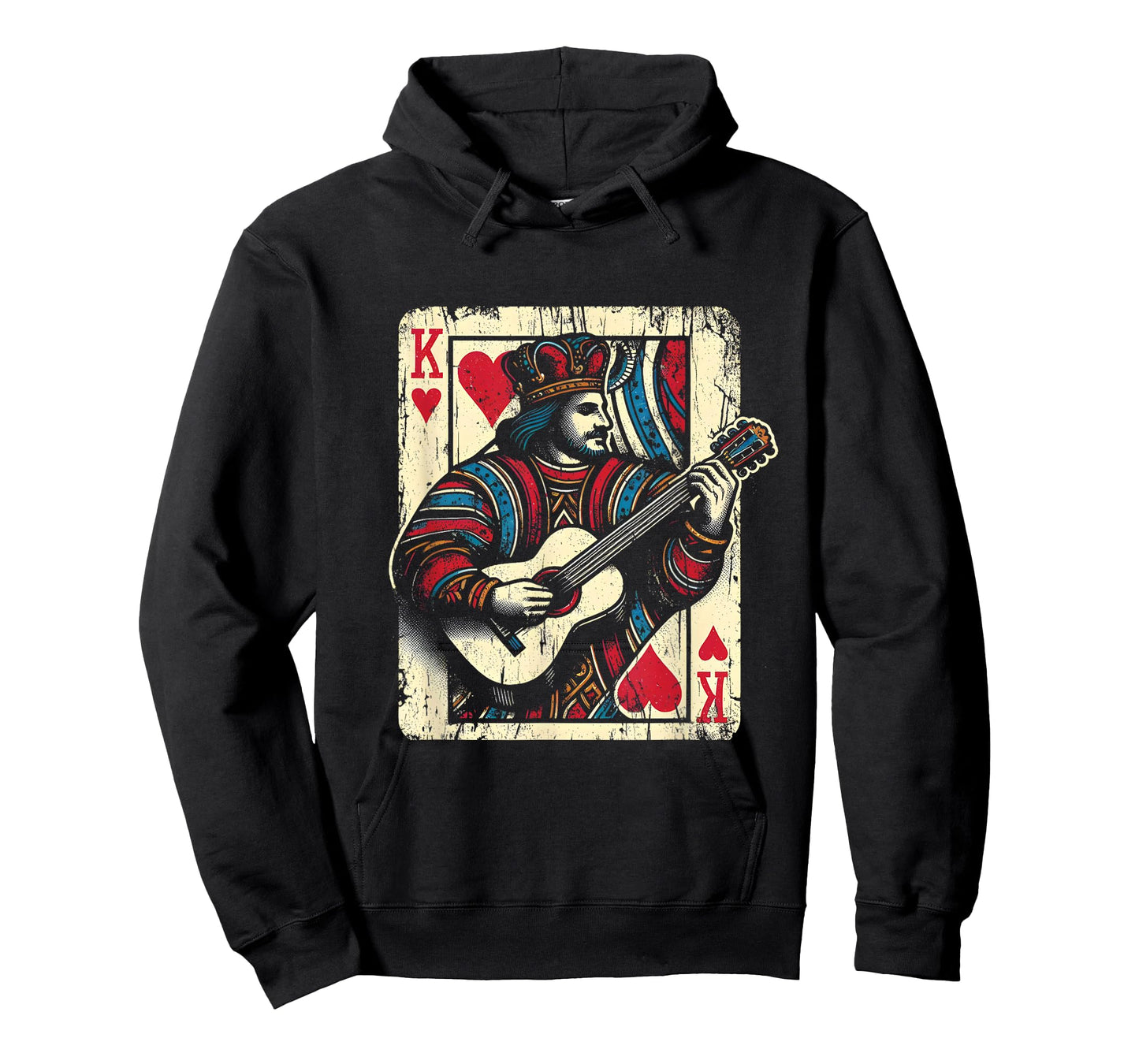 King Of Hearts Guitarist - Vintage Guitar Card Game Lover T-Shirt