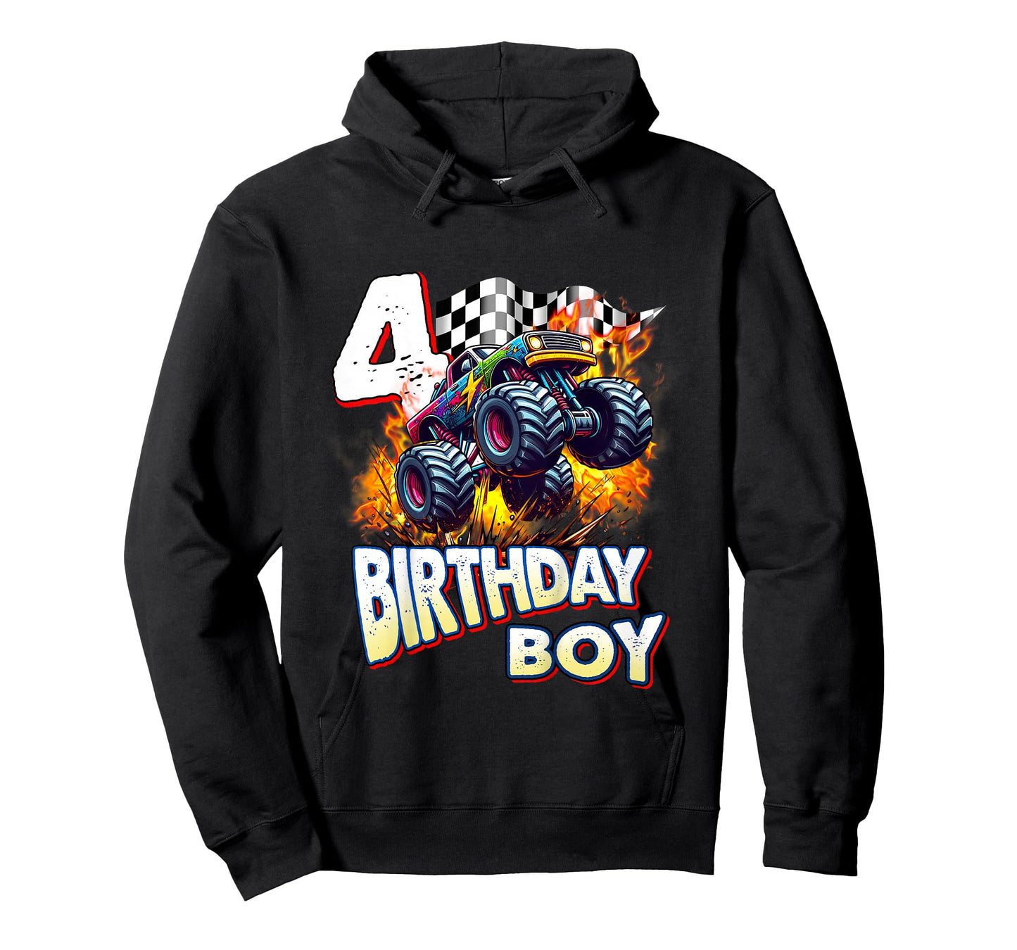 Kids Birthday Monster Truck 4 Year Old Boys 4th Party Born 2021 T-Shirt