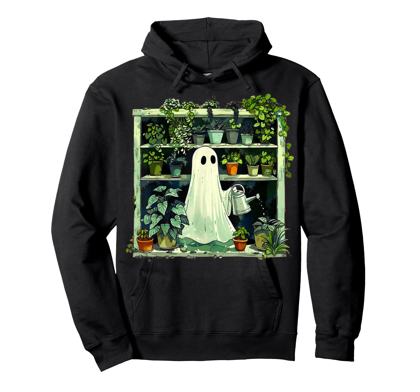 Spooky Ghost Watering Plants Funny Halloween Garden Lover T-Shirt