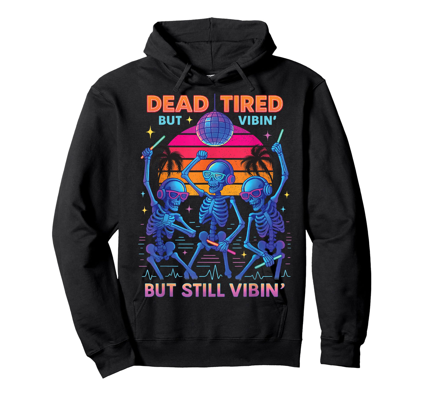 Retro Skeleton Rave Party Glow in Dark Halloween Tee T-Shirt
