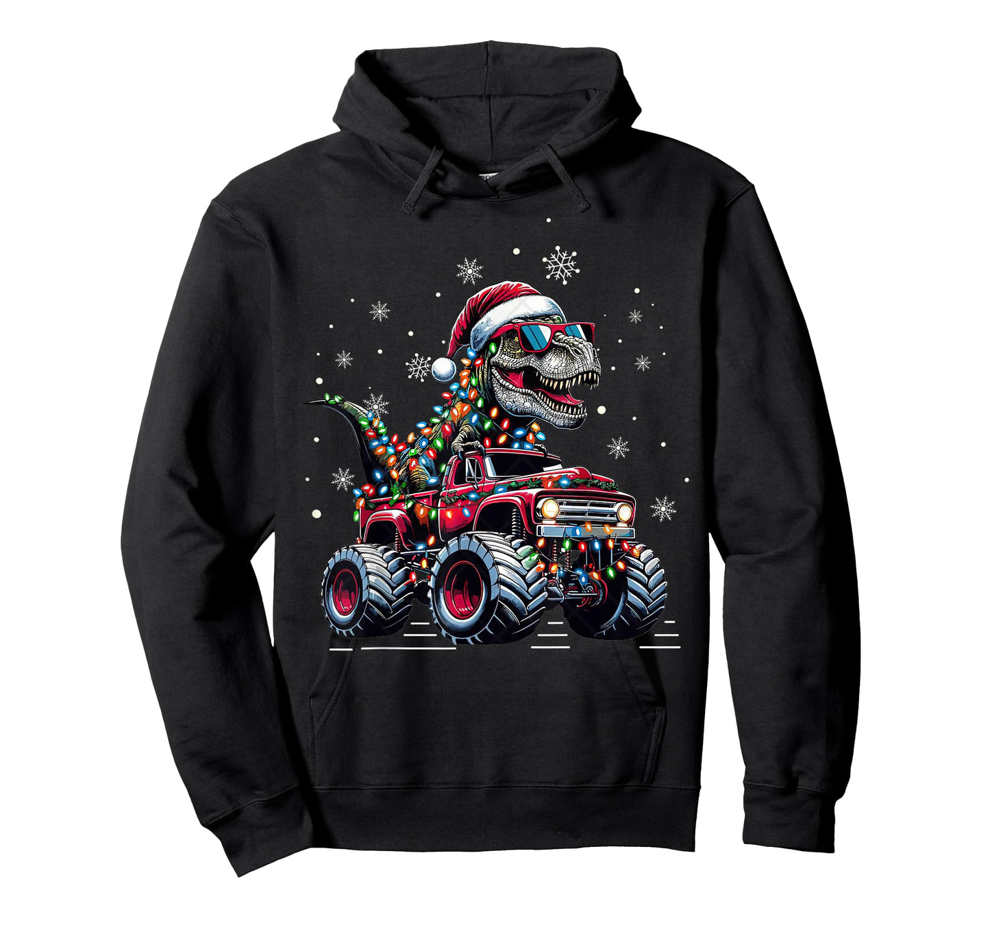 Monster Truck Dinosaur TRex Christmas Boys Kids T-Shirt
