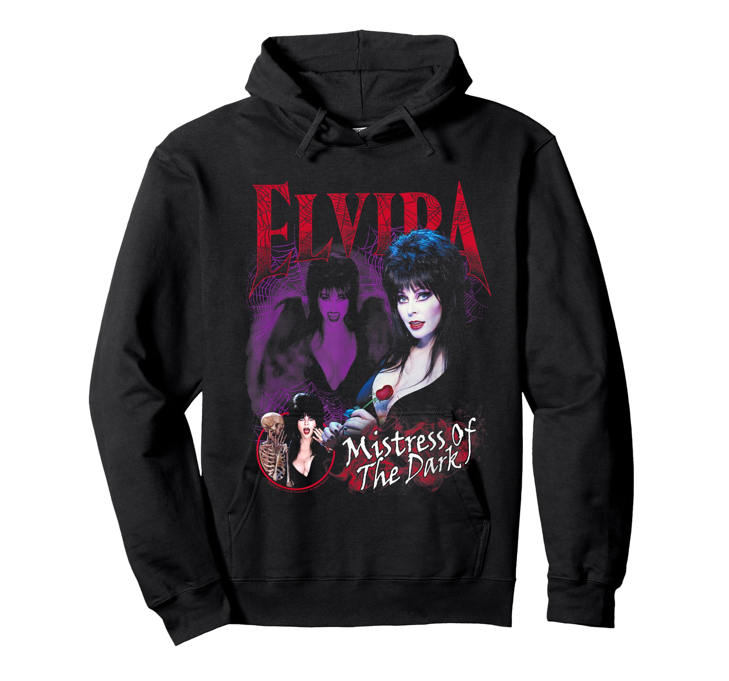 Elvira, Mistress of The Dark Purple and Red Graphic T-Shirt Small