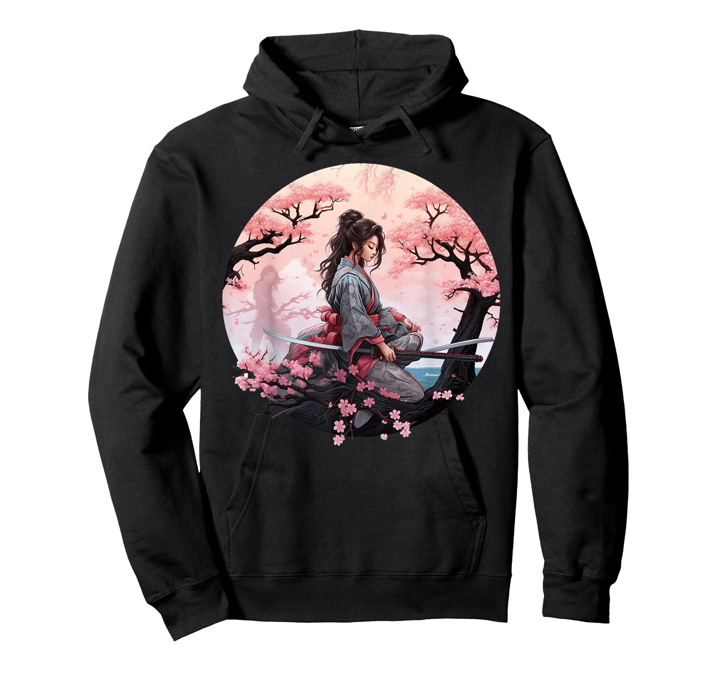 Japanese Samurai Girl Vintage Retro Sakura Cherry Blossom T-Shirt