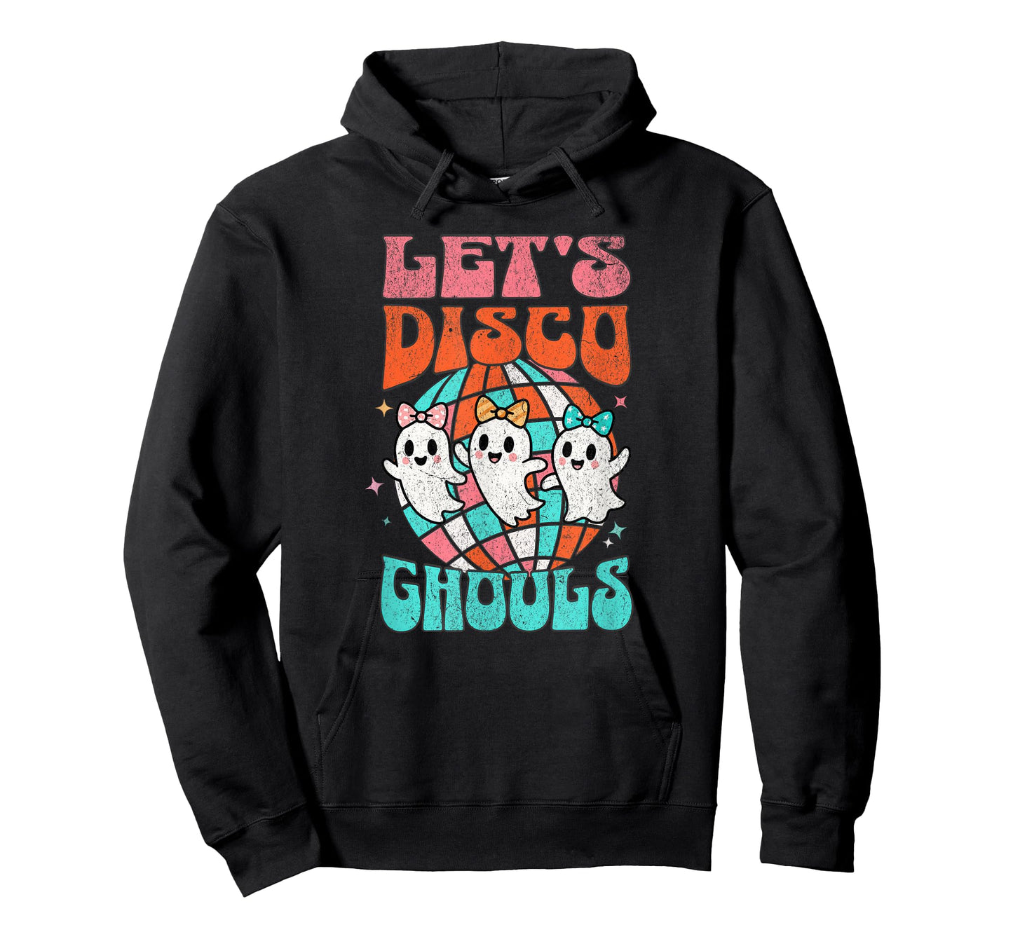 Let's Disco Ghouls Cute Coquette Ghosts 70s Disco Ball T-Shirt