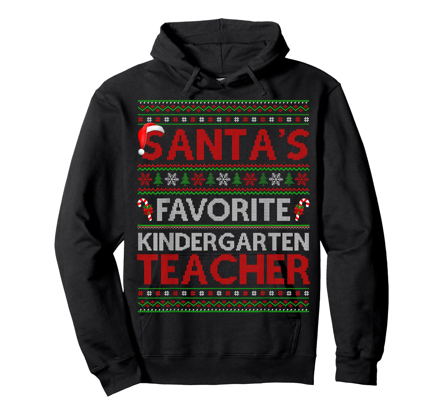 Santa Favorite Kindergarten Teacher Ugly Christmas Sweaters T-Shirt