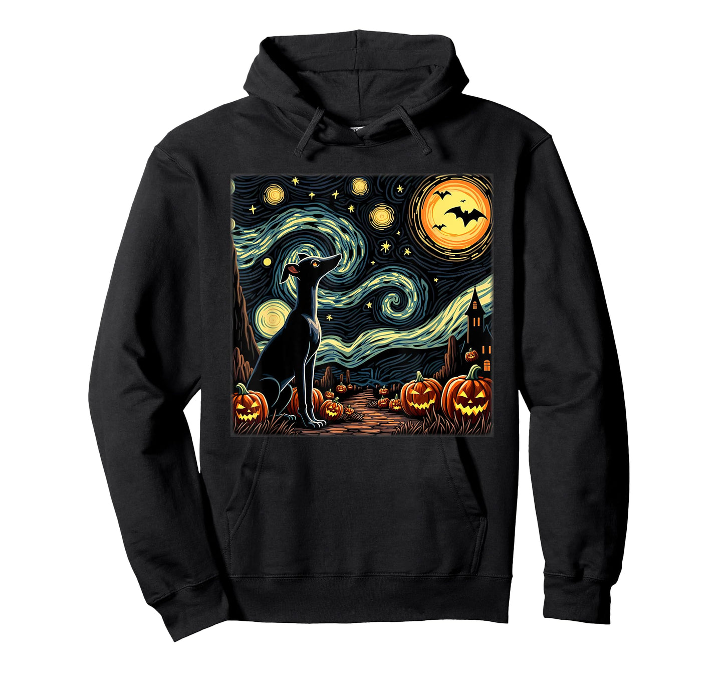 Spooky Halloween Italian Greyhound Dog Starry Night T-Shirt