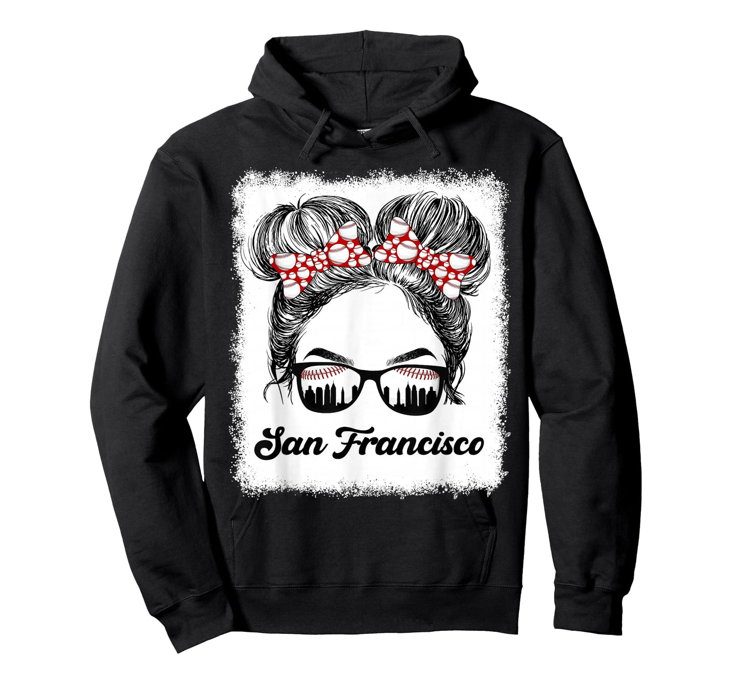 San Francisco Retro Baseball Messy Bun Girl Met At Game Day T-Shirt