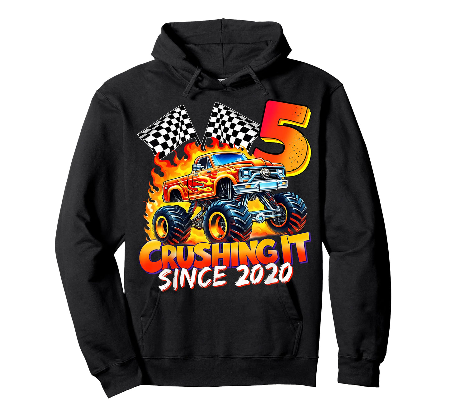 Monster Truck Birthday 5 Year Old Born 2020 5th Party Boys T-Shirt