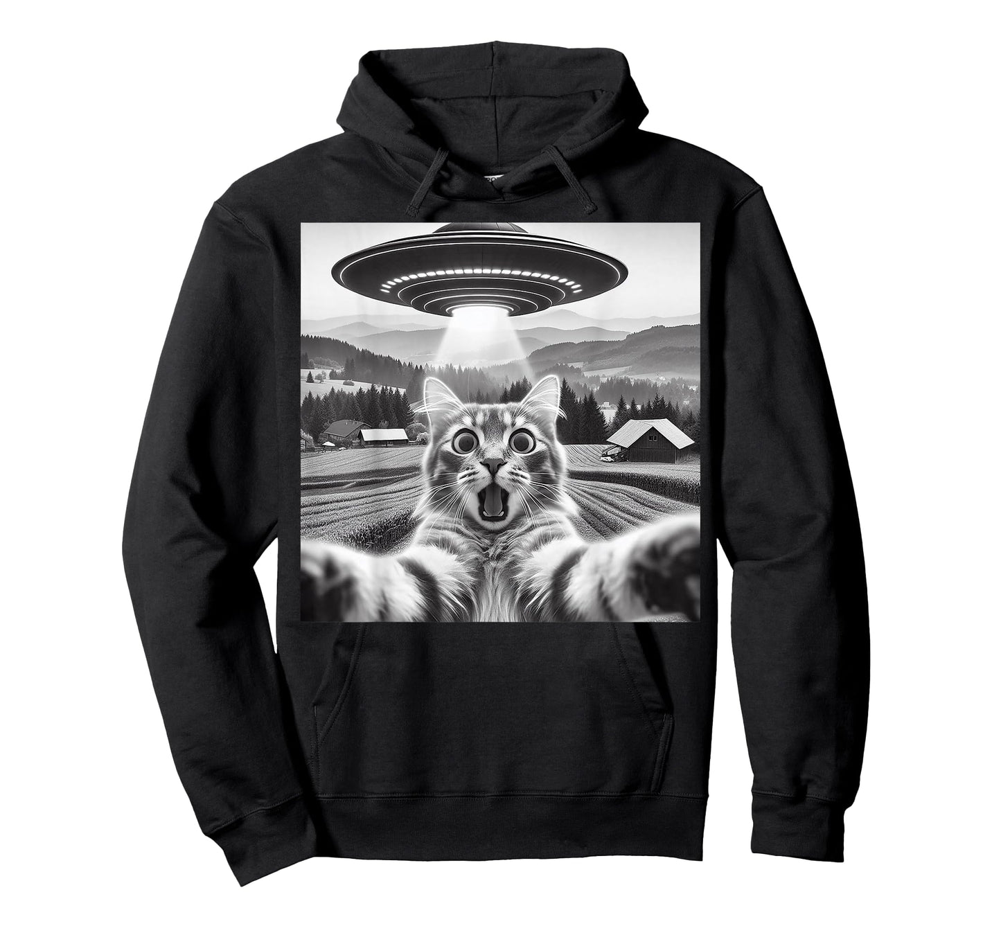 Cat Selfie With Alien UFO Funny Cat Gifts For Men Women Kid T-Shirt