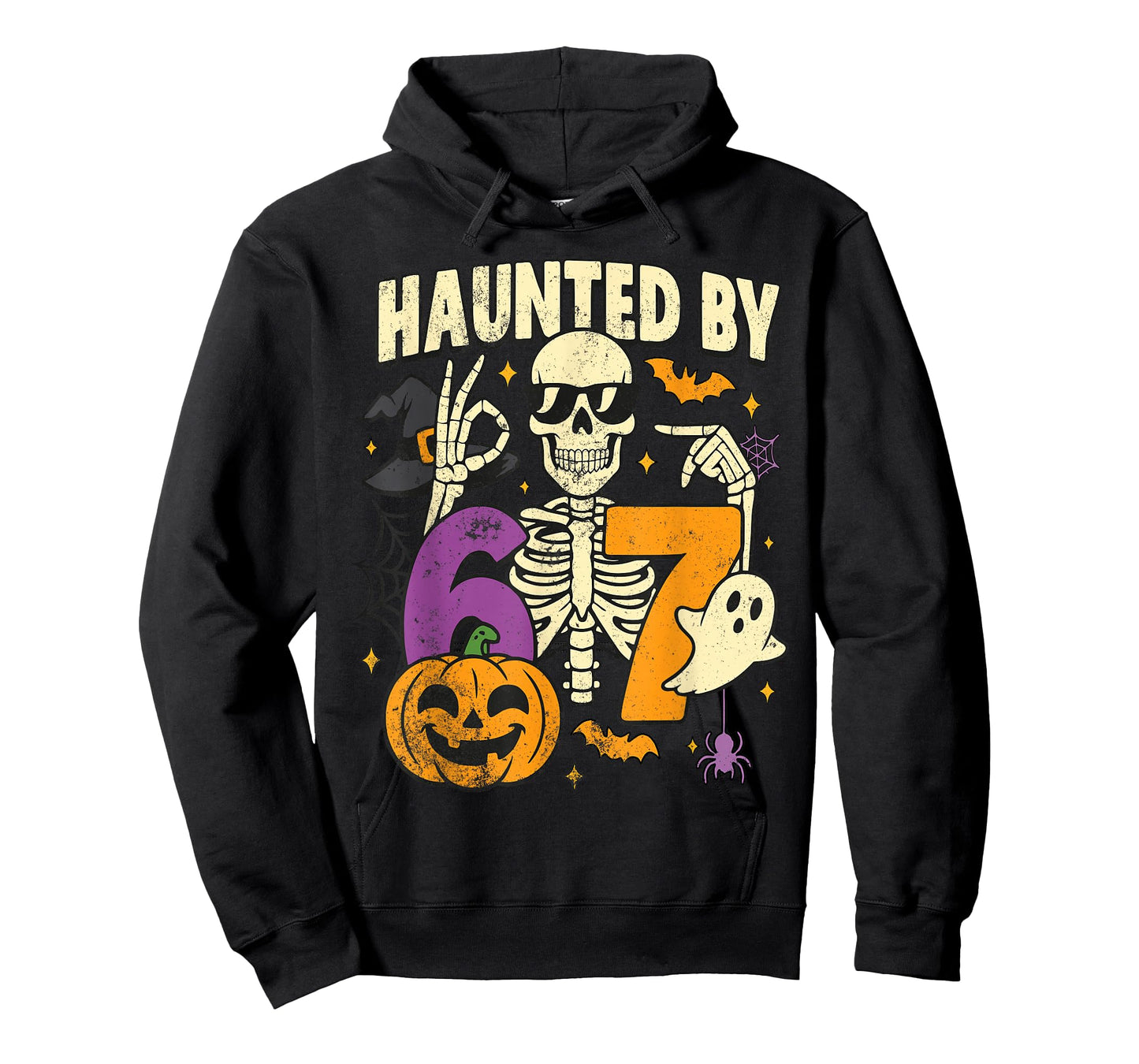 Haunted by 67 Funny Halloween Six Seven Spooky Skeleton Meme T-Shirt