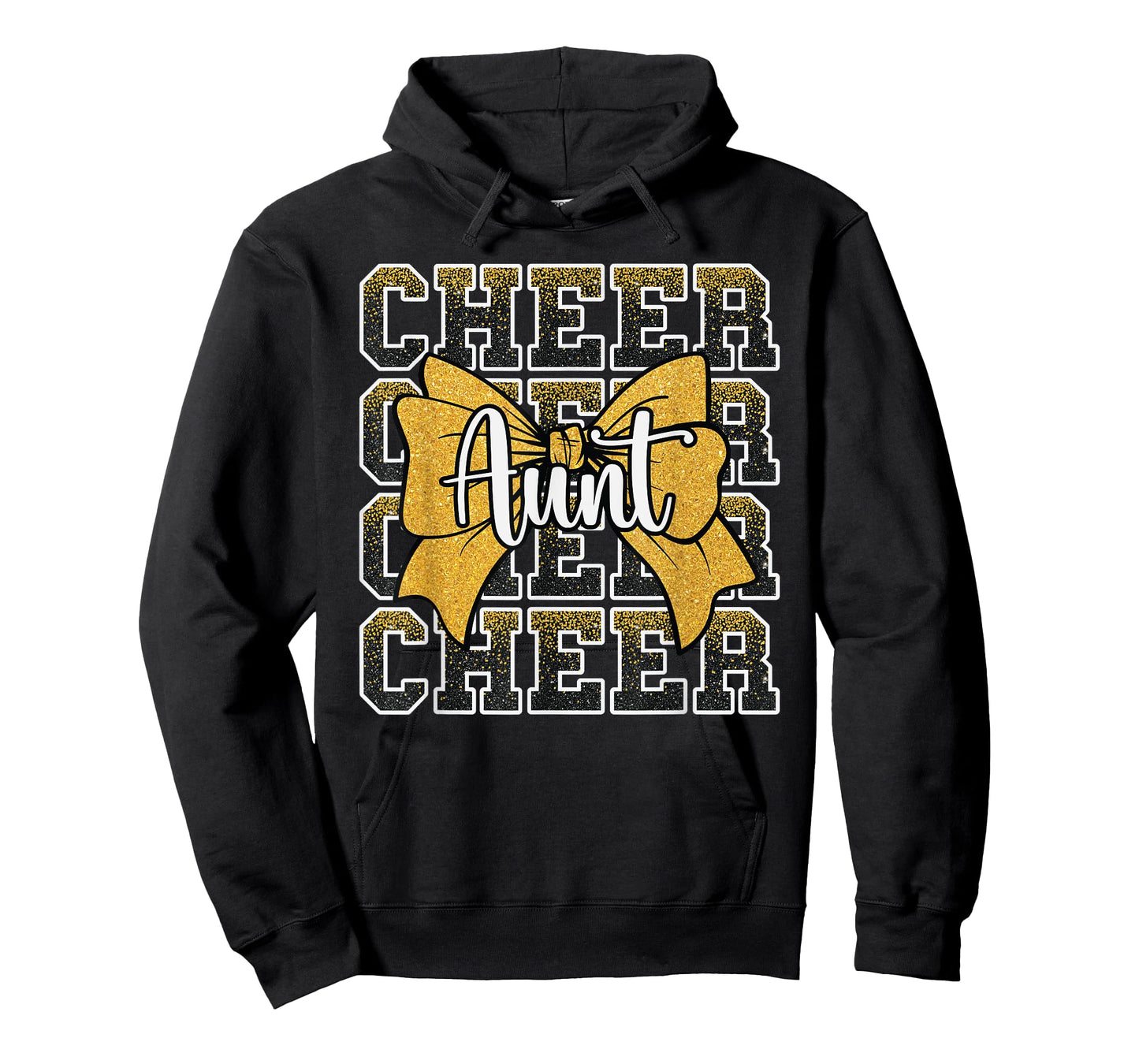 Cheer Aunt Auntie Bow Sport Cheerleader Cheerleading Yellow T-Shirt