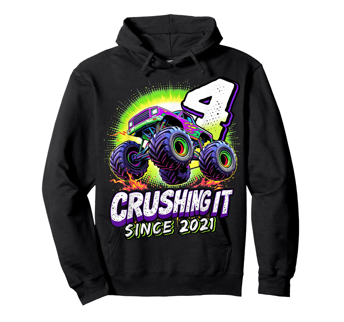 Birthday Monster Truck 4 year Old Boys 4th Party Born 2021 T-Shirt