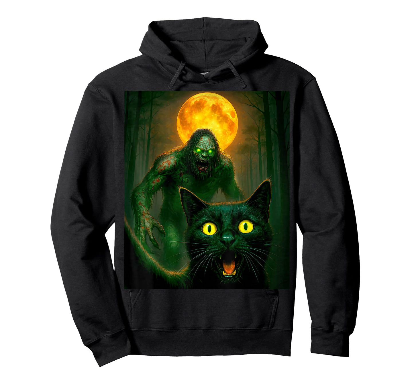 Scared Cat Selfie with Zombie Bigfoot Sasquatch Halloween T-Shirt