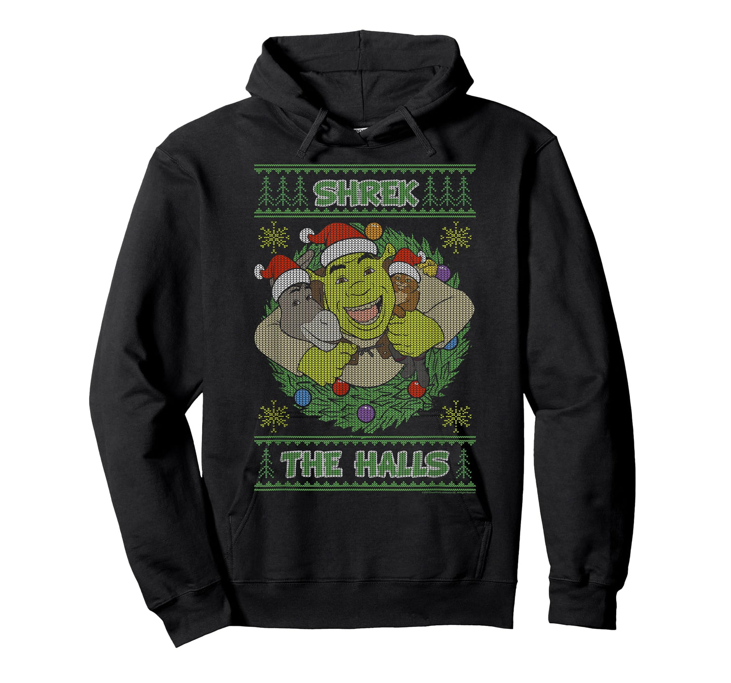 Shrek The Halls Holiday Text Pattern T-Shirt