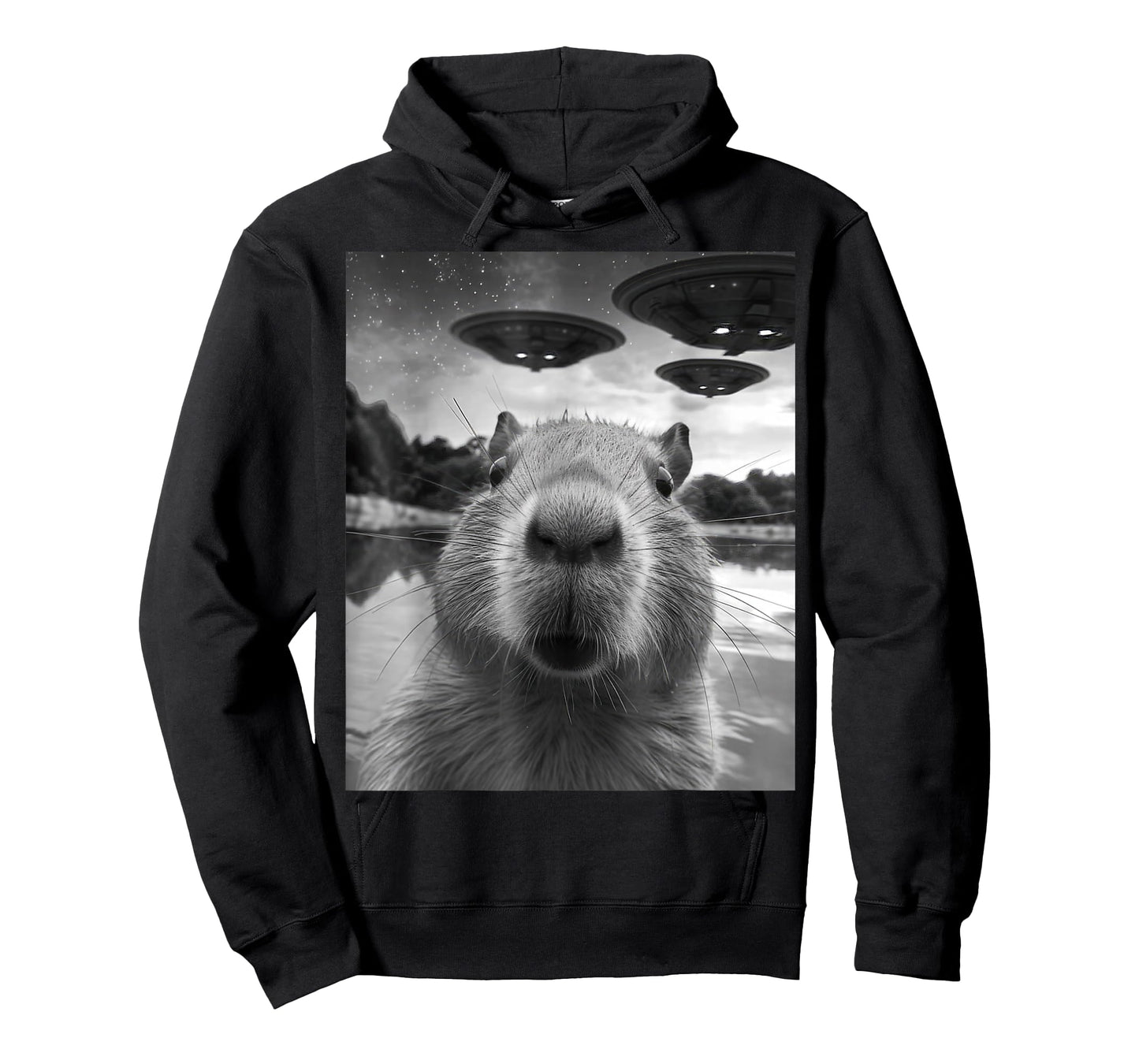 Capybara Selfie with UFOs Weird T-Shirt