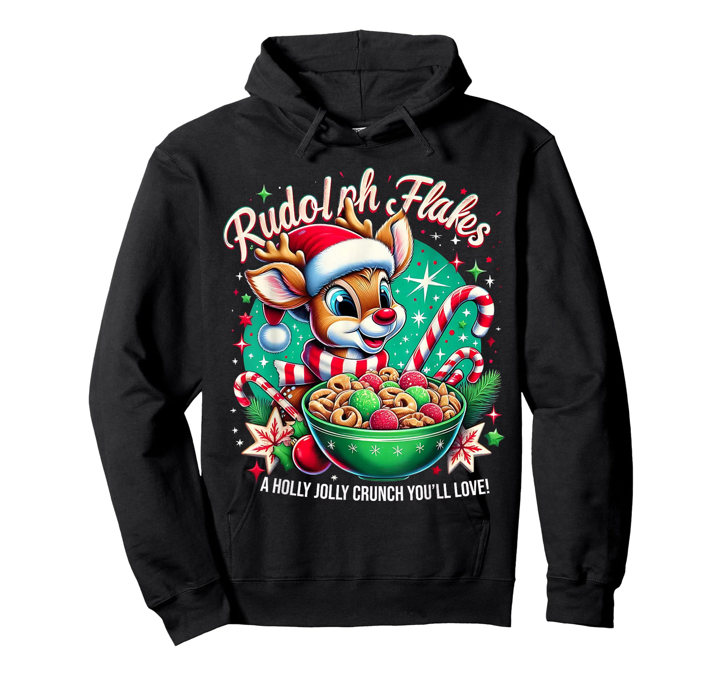 Rudolph Flakes Funny Retro Christmas Reindeer Design T-Shirt