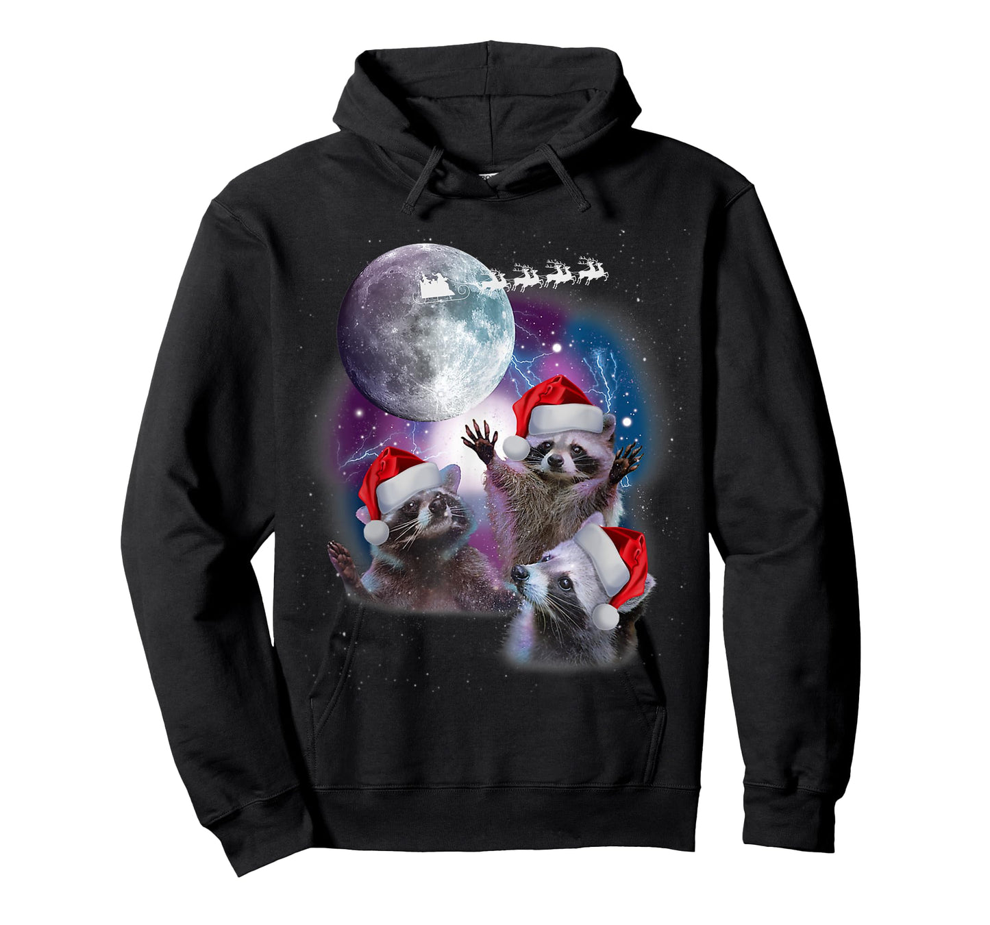 3 Racoon Moon Howling Christmas Santa Racoon Lover Men Women T-Shirt