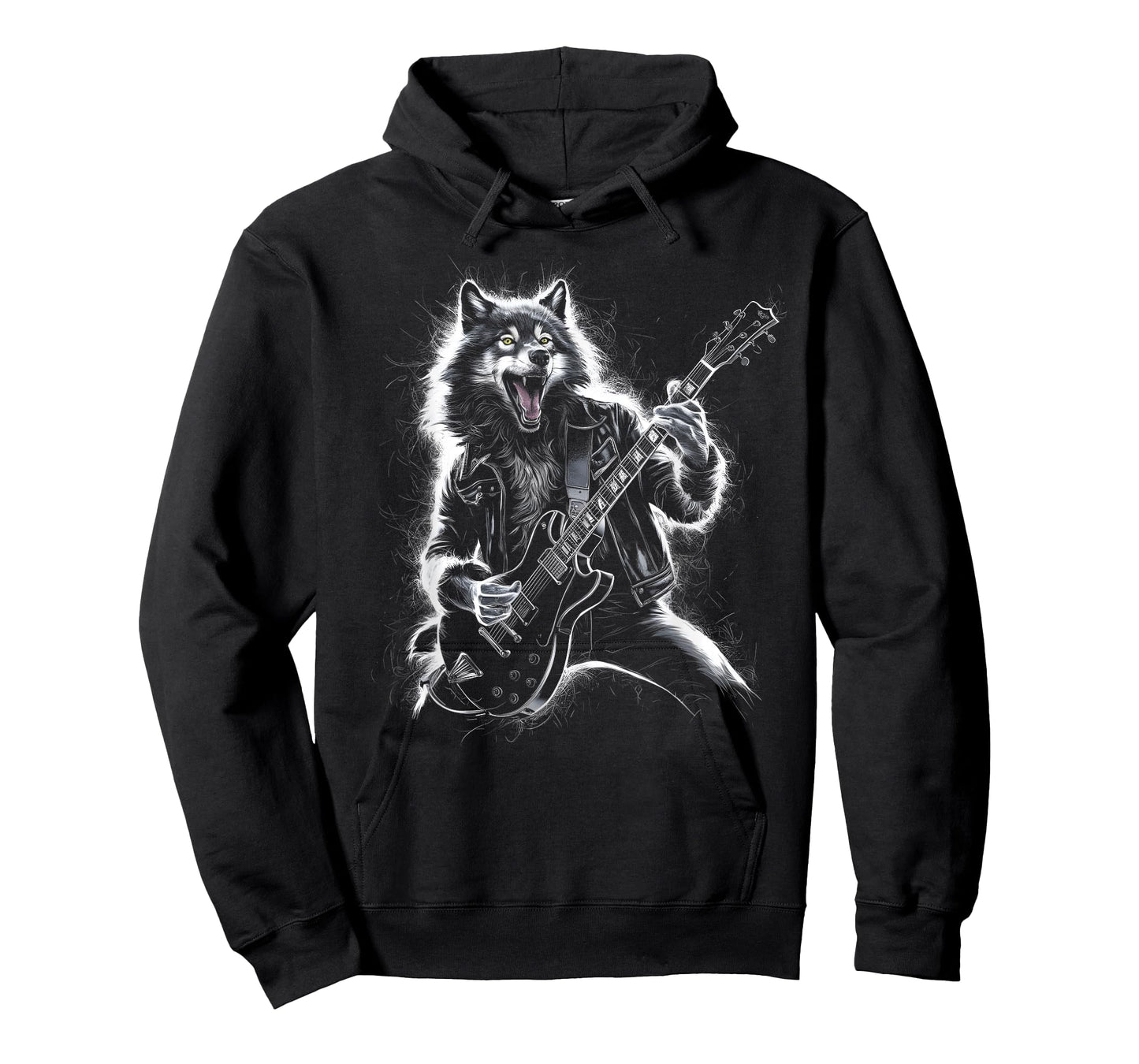 Wolf Playing Guitar Rocker Dog Playing Guitar Rock T-Shirt