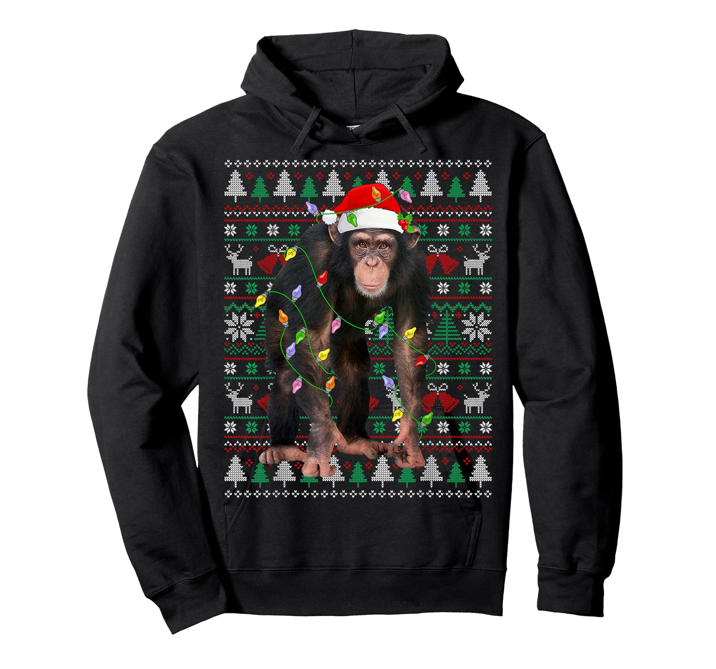 Chimpanzee Christmas Sweater Santa Hat Ugly Xmas Pajama T-Shirt