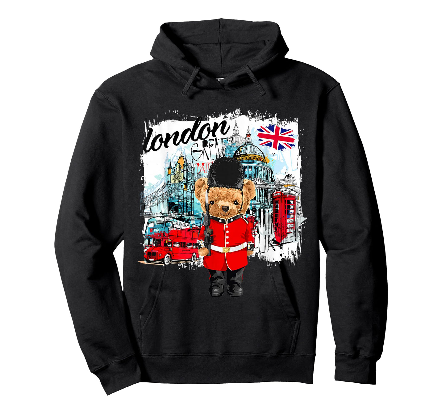 London Teddy Bear Queen Guard Illustration Graphic Cartoon T-Shirt
