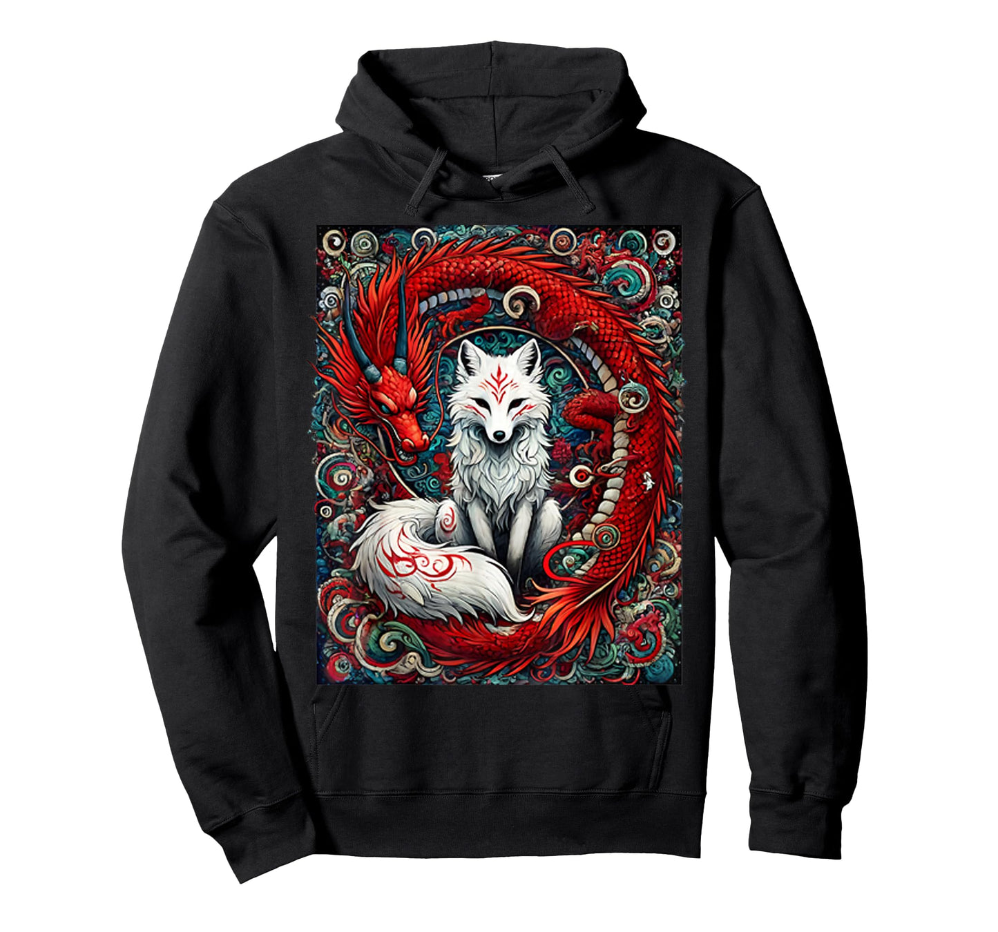 Japanese Mystical Nine-Tailed Fox Kitsune Dragon Foxes T-Shirt