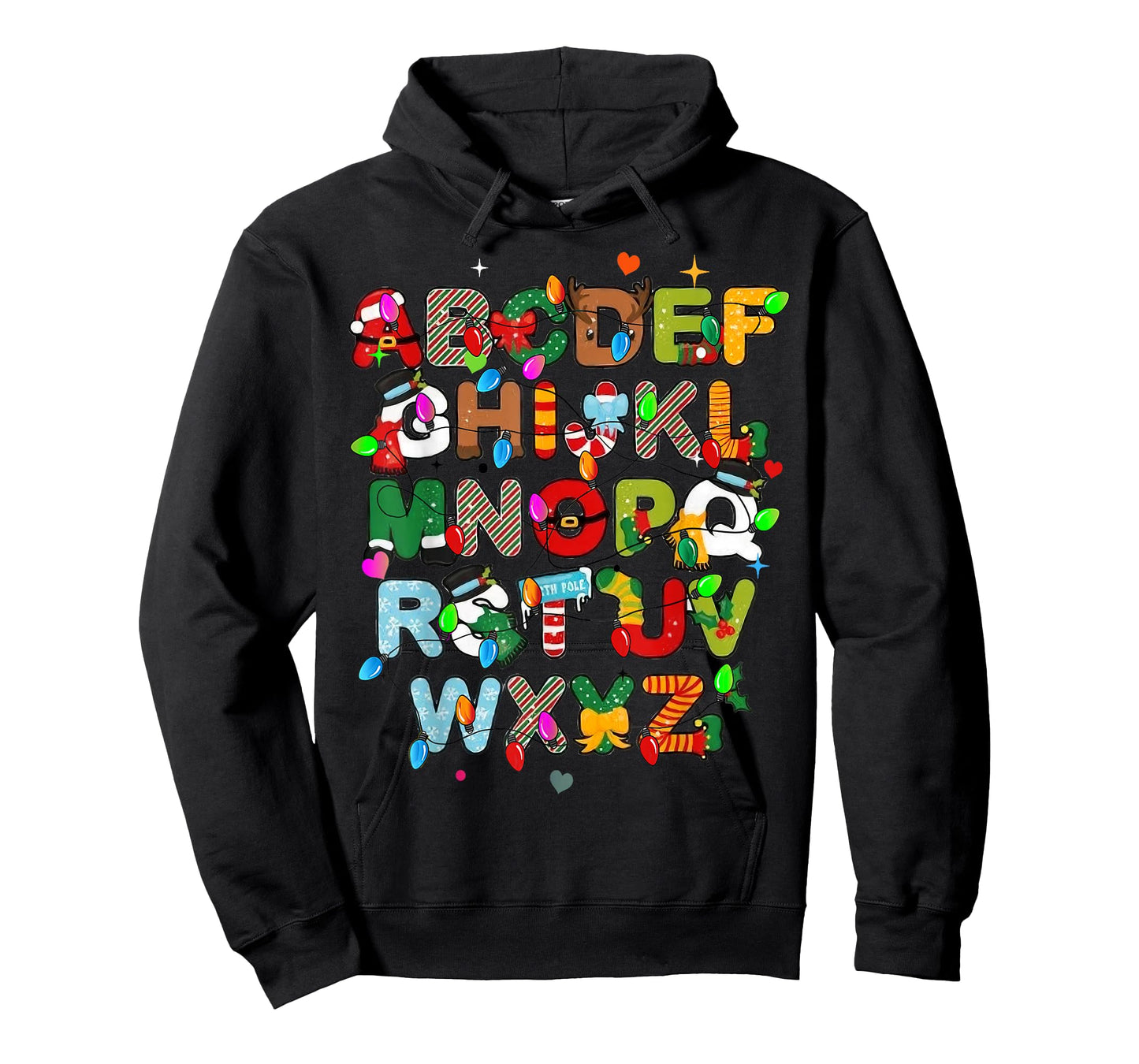 ABCs Learning Kindergarten Teacher Christmas Lights Alphabet T-Shirt for Men Women Kids