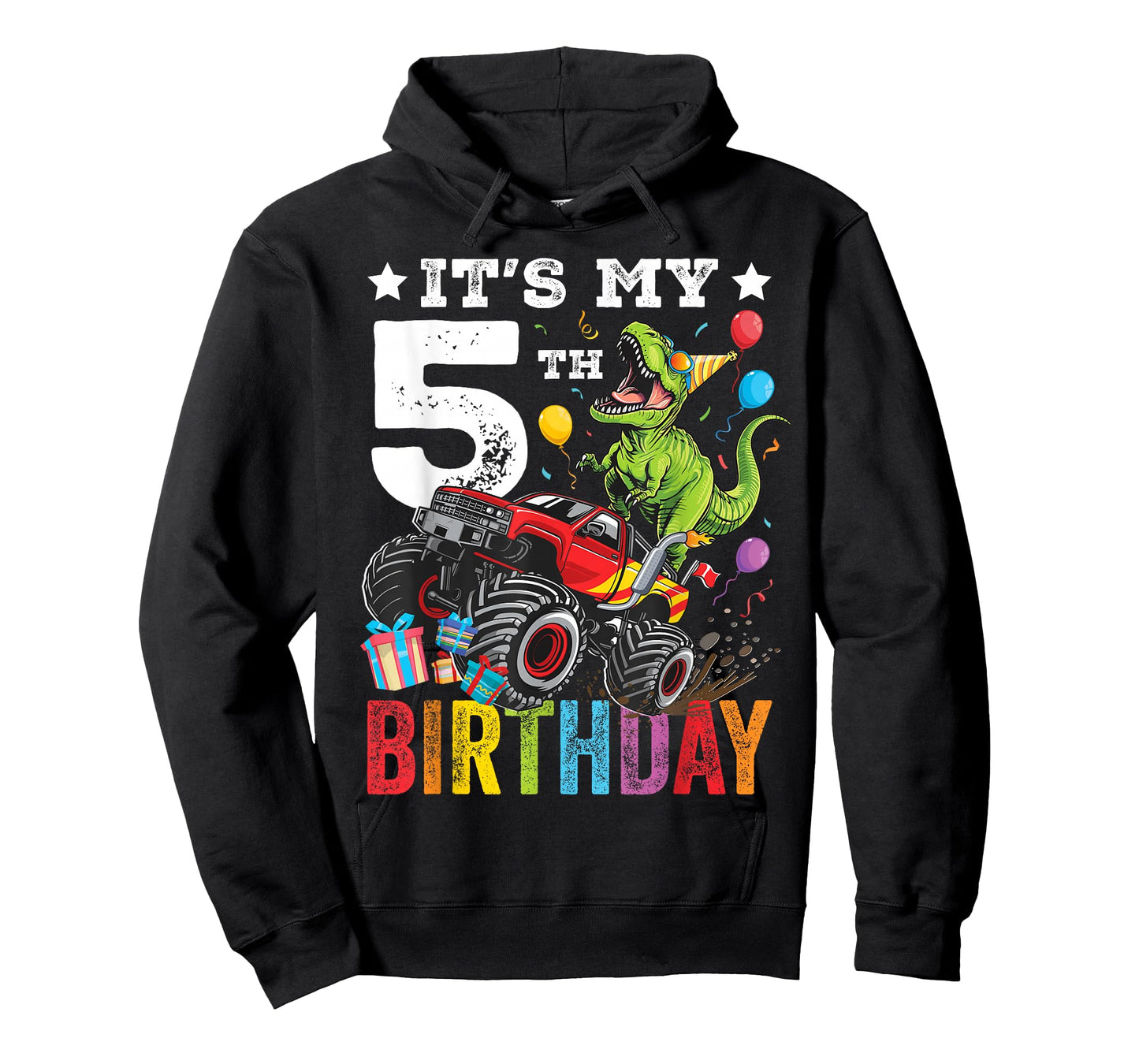Five 5th Birthday Dinosaur Monster Truck T-Shirt