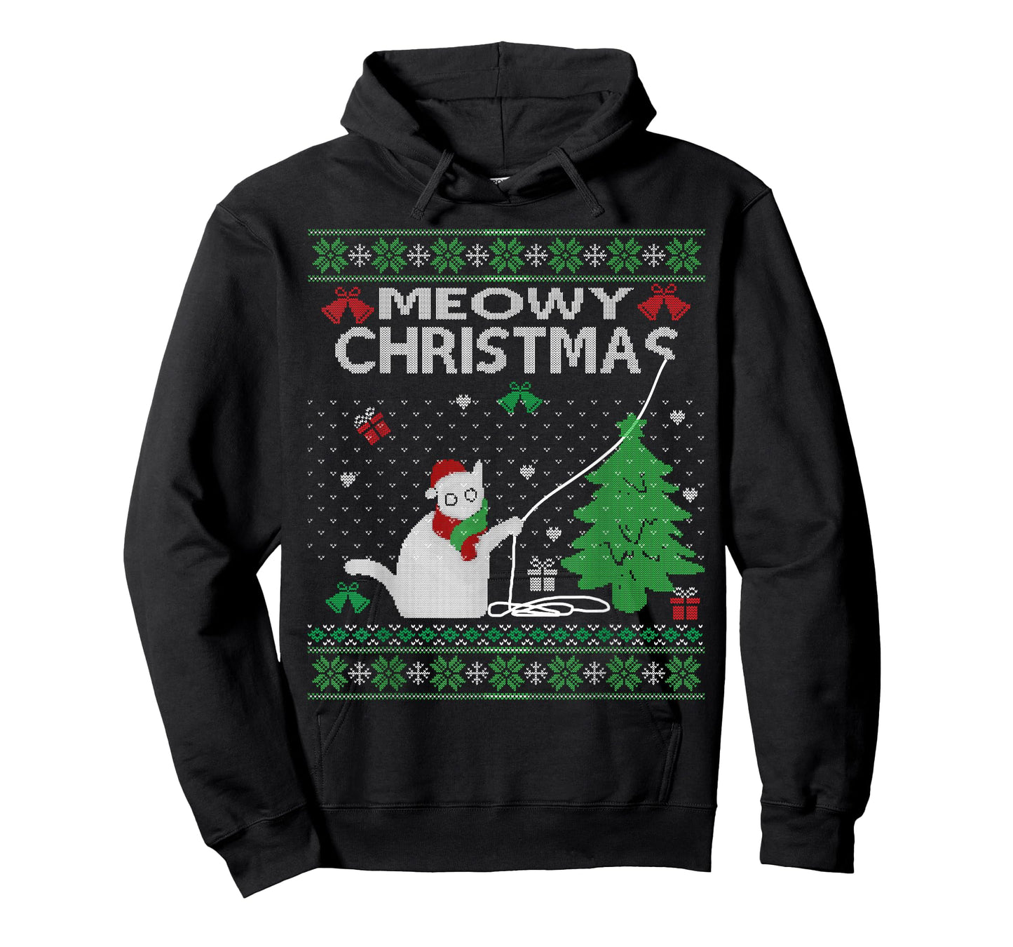 Funny Meowy Christmas Cats Xmas Cute Cat Lover Ugly Sweater T-Shirt