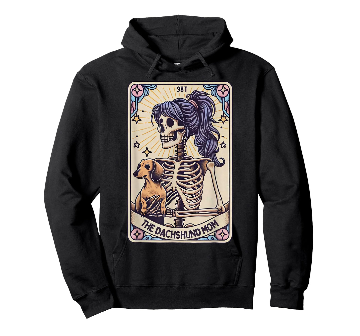 Retro Funny The Dachshund Mom Tarot Card Skeleton Halloween T-Shirt