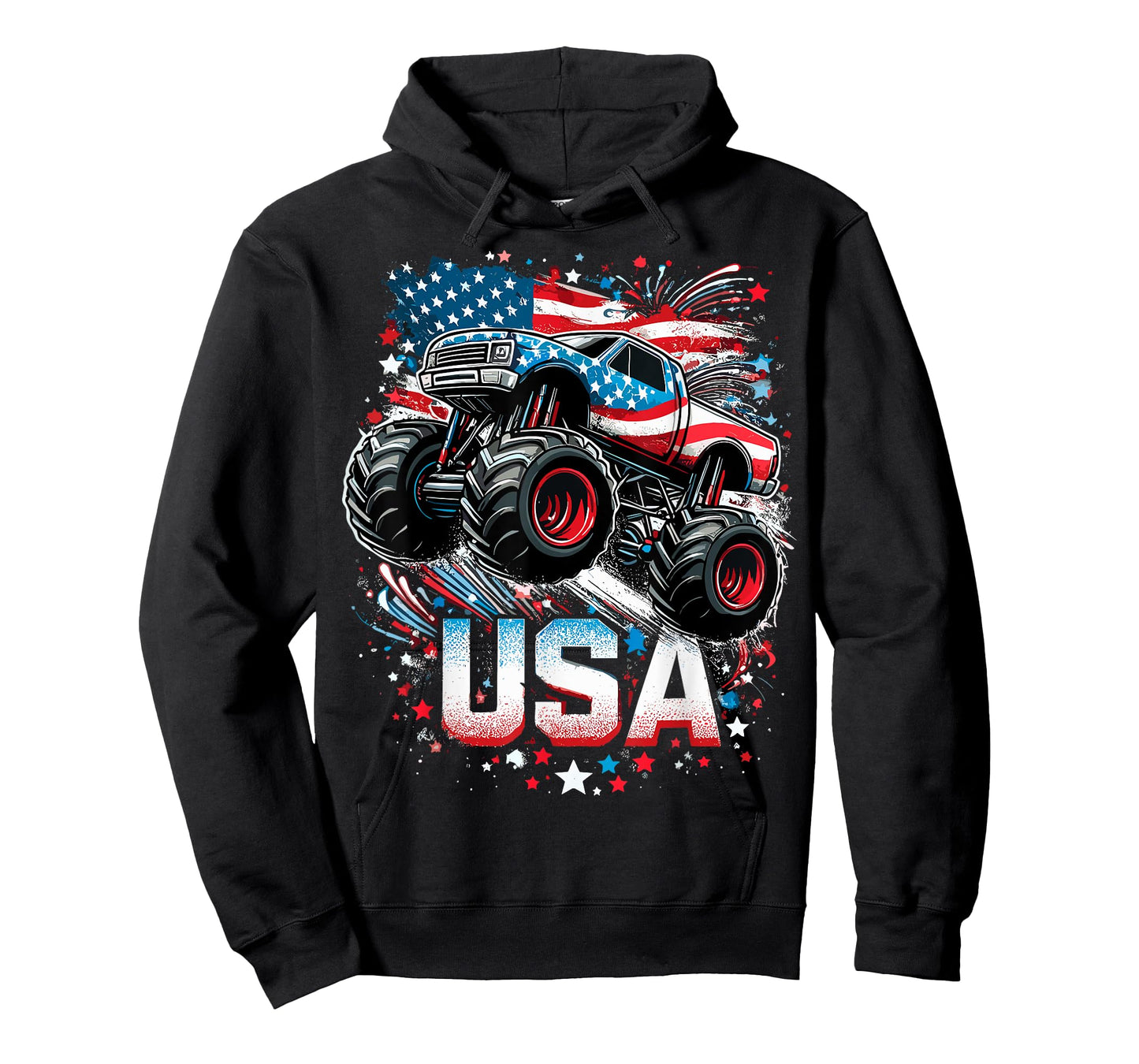 Monster Truck USA American Flag 4th Of July T-Shirt