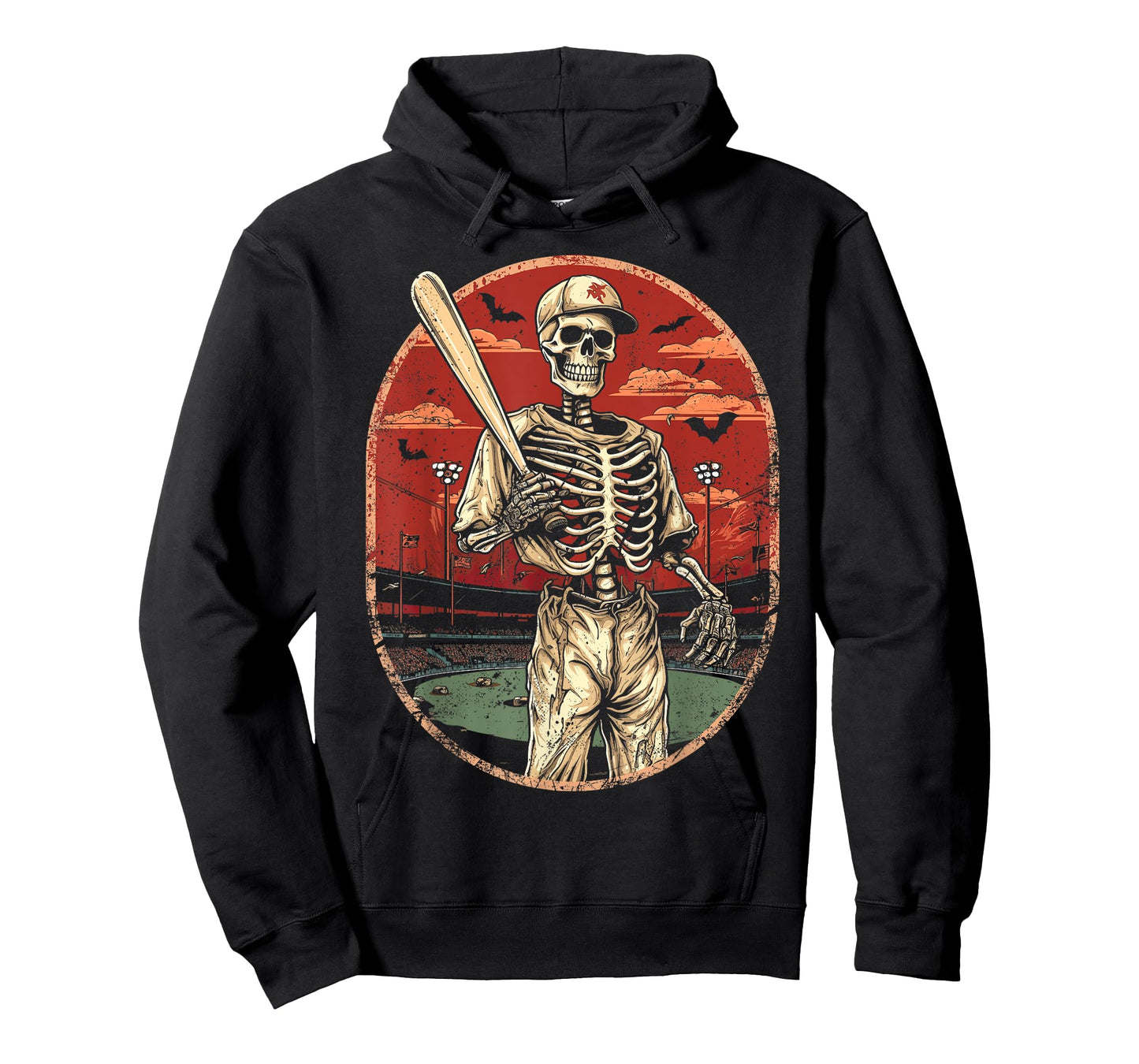Spooky Creepy Vintage Baseball Skeleton Halloween Men Boys T-Shirt