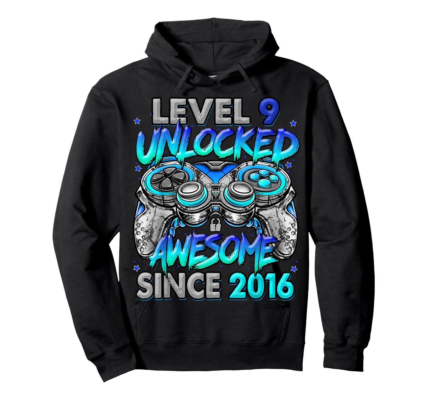 Level 9 Unlocked Awesome Since 2016 9th Birthday Gaming T-Shirt