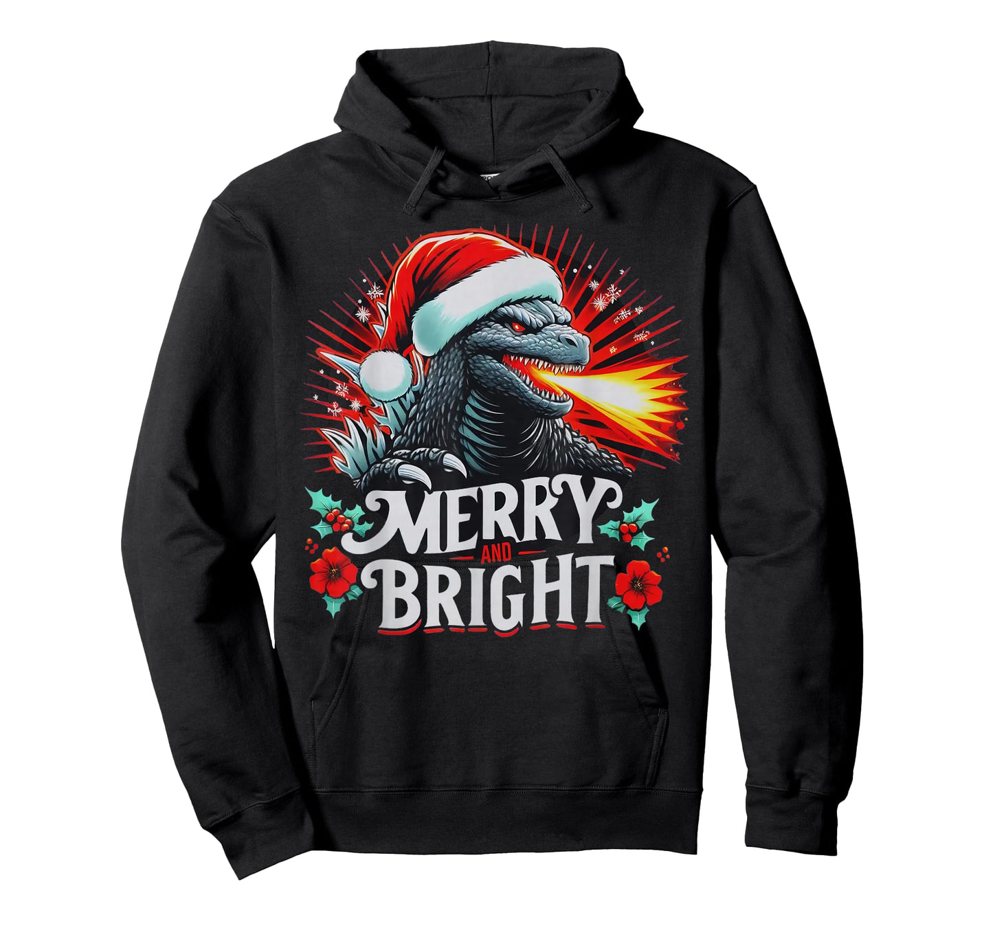 Santazilla Japanese Monster Kaiju Merry and Bright Christmas T-Shirt
