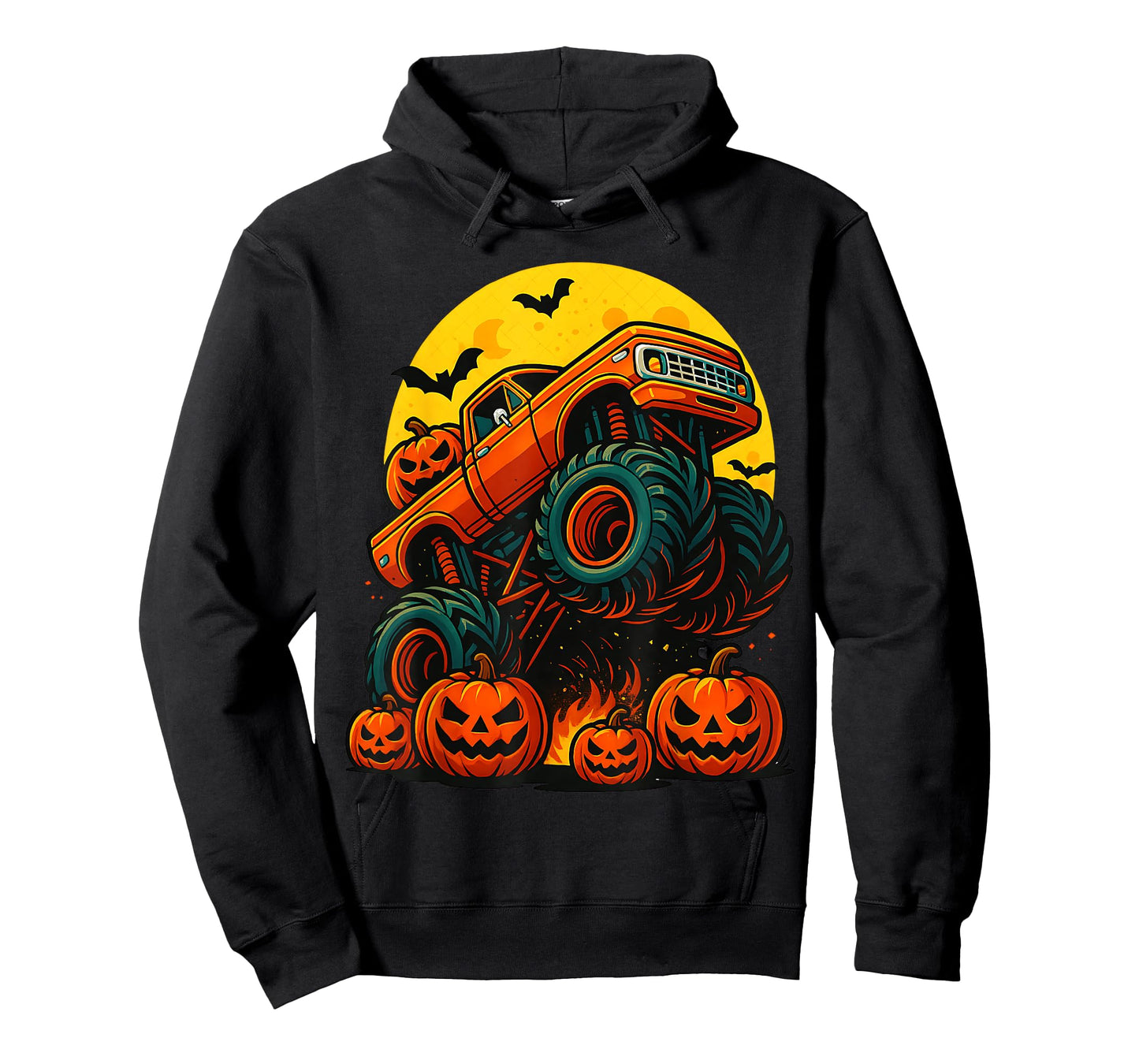Monster Truck Halloween Jack O Lantern Moon Pumpkin Toddler T-Shirt