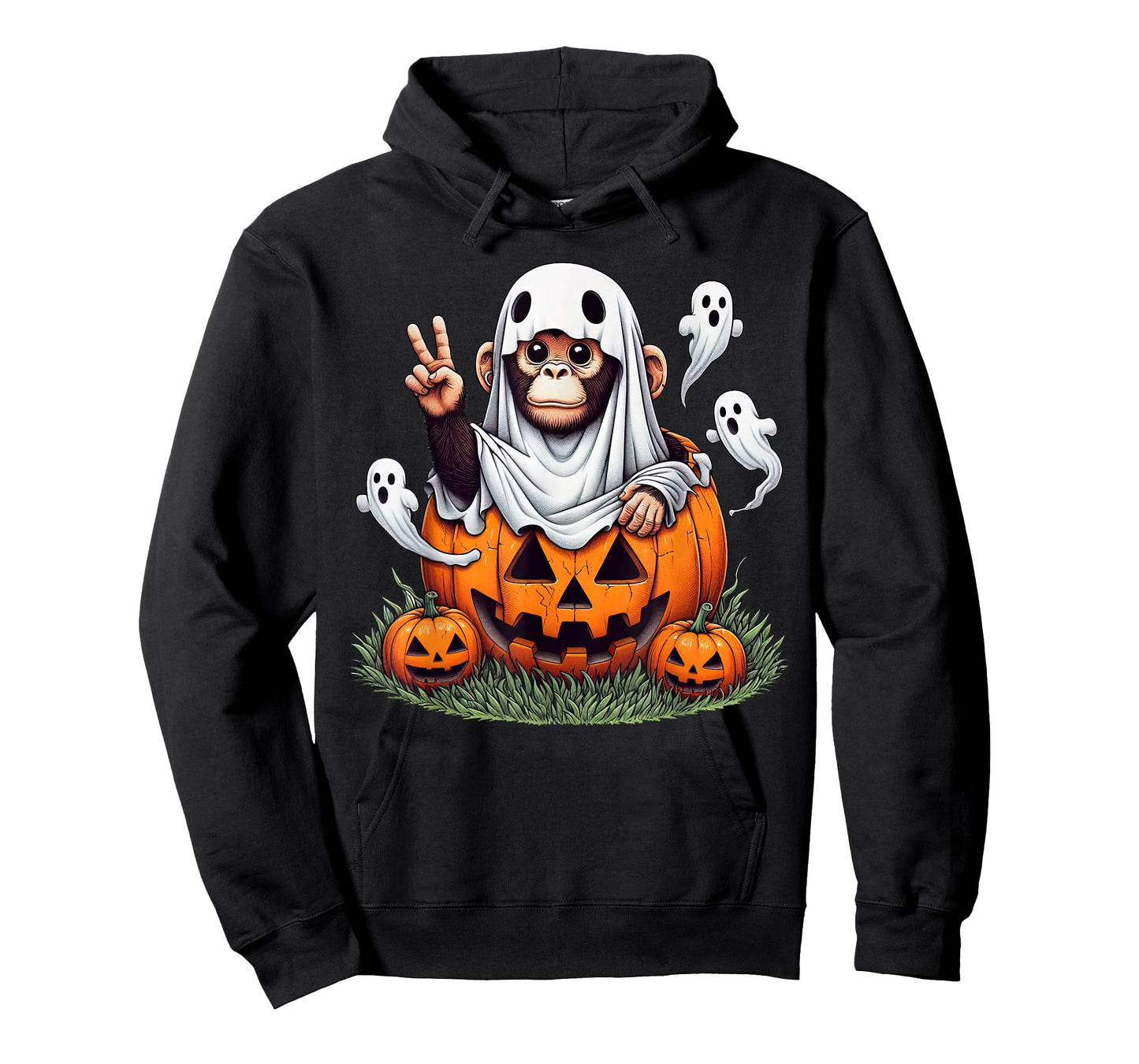 Funny Monkey Ghost Boo Halloween Monkey Womens Mens Kids T-Shirt
