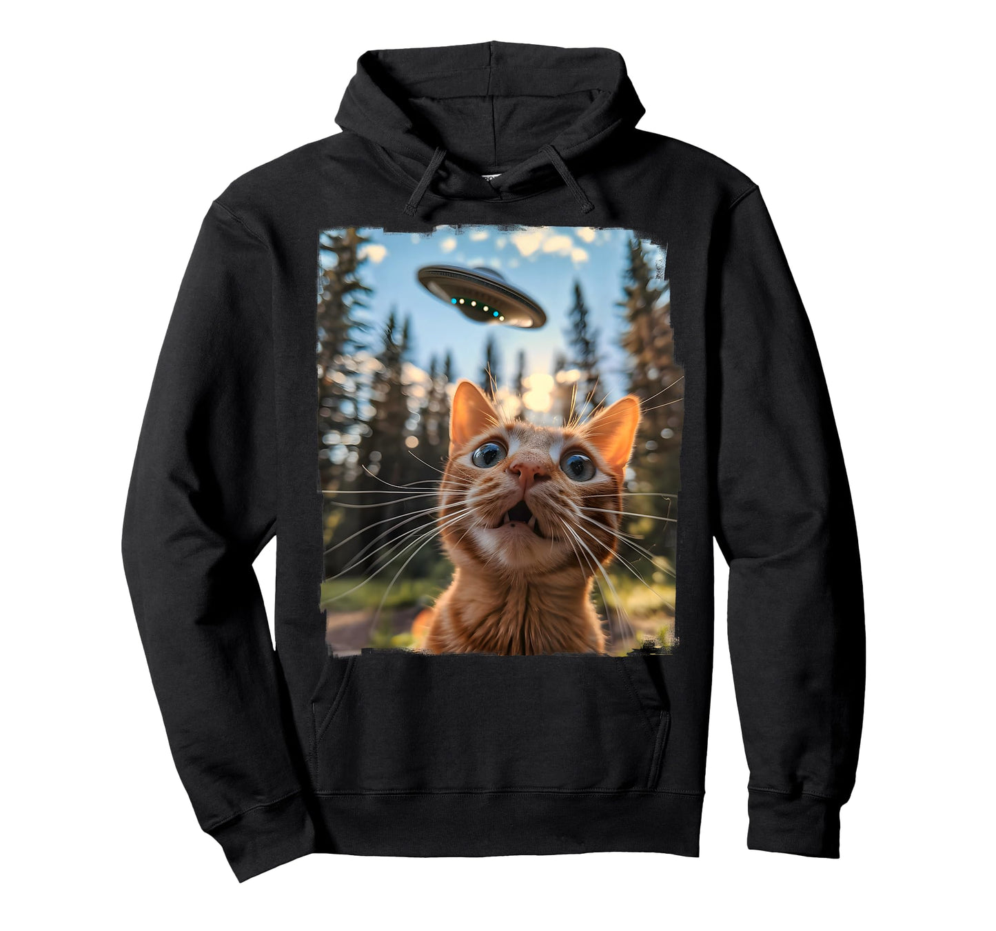 Extraterrestrial Encounter: Cat Selfie with Alien UFO Men Women Kids T-Shirt