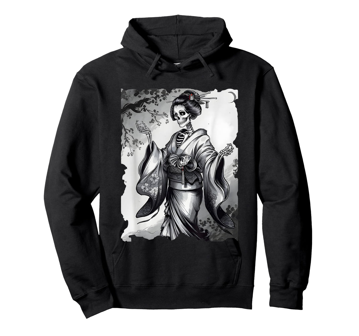 Skeleton Geisha Japanese Art - Vintage Creepy Geisha Sumi-e T-Shirt