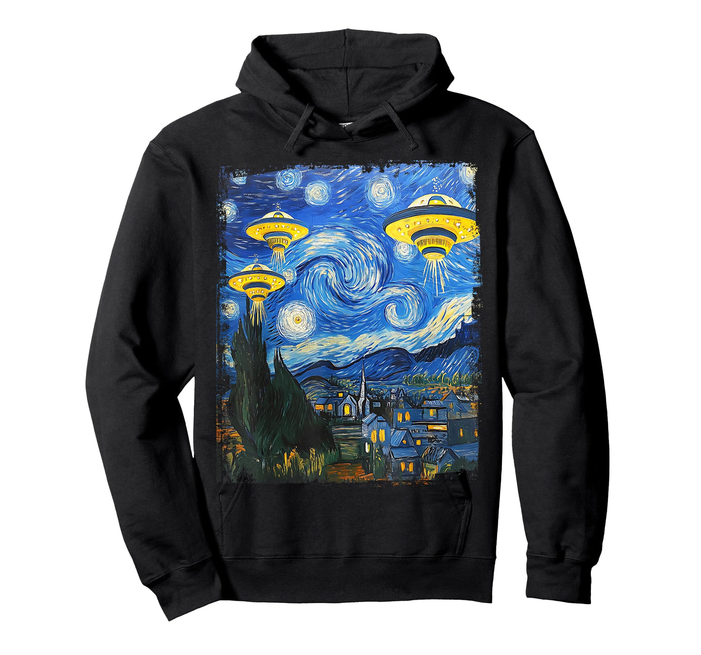 UFO Alien Starry Night Van Gogh Men Women Kids Boys Girls T-Shirt