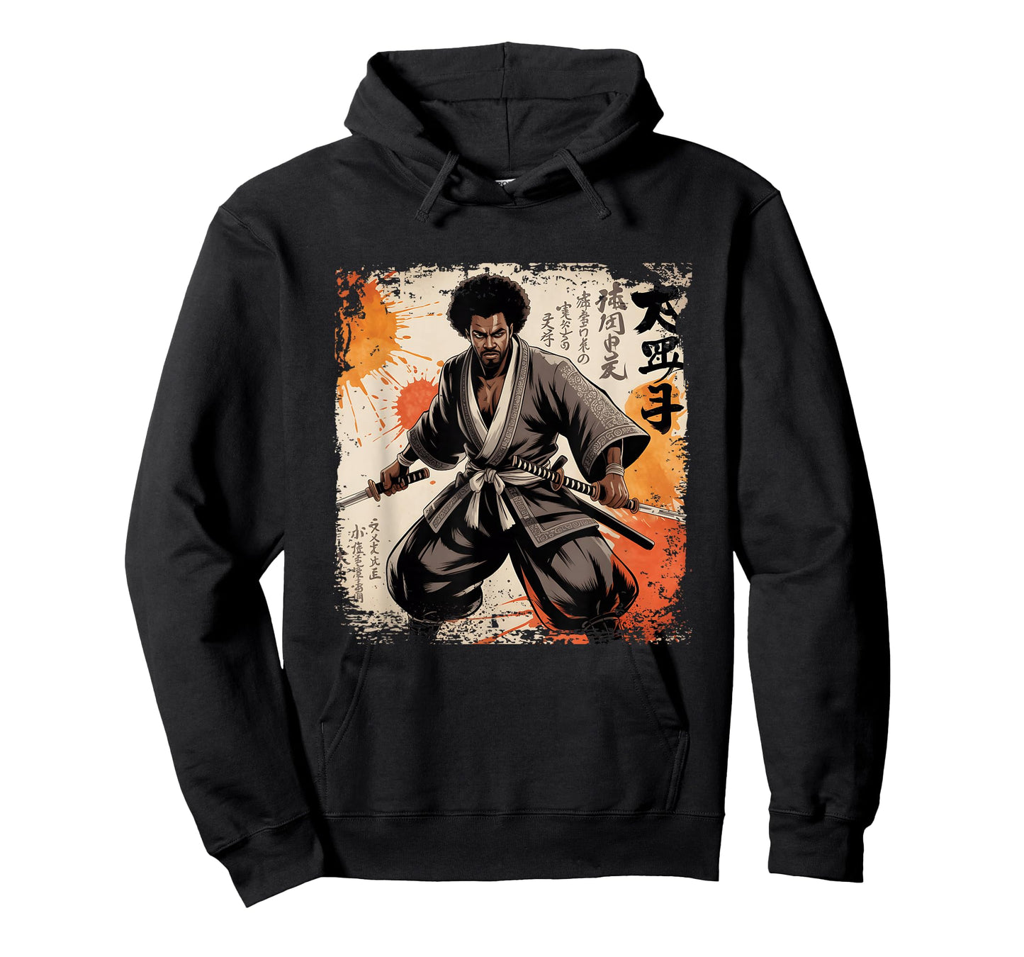 Vintage African Samurai Afro American Bushido Warrior Katana T-Shirt