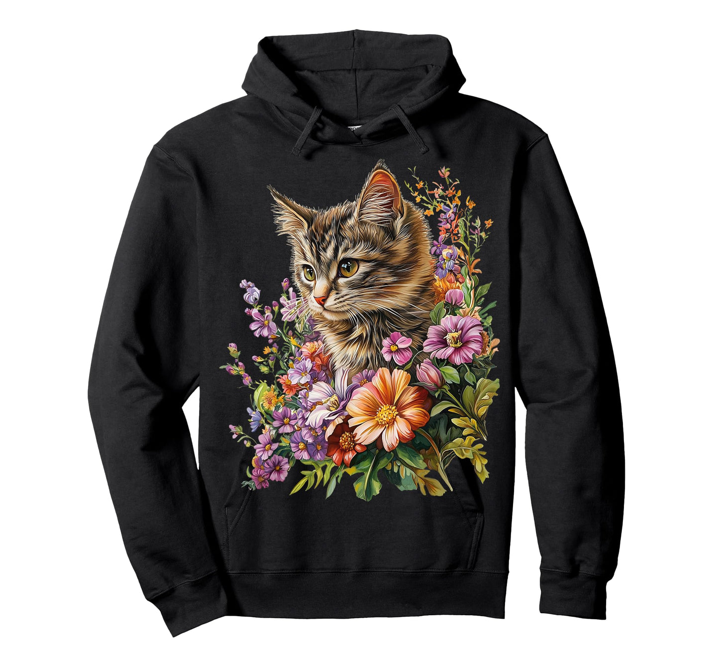Cat Flower Floral Cute Kitten Graphic T-Shirt