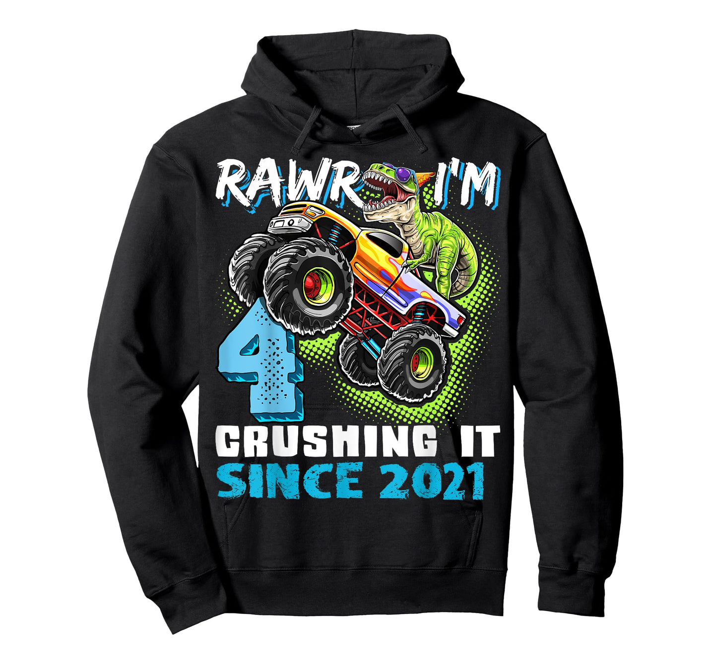 4th Birthday Monster Truck Dinosaur Party Boys Rawr I'm 4 T-Shirt