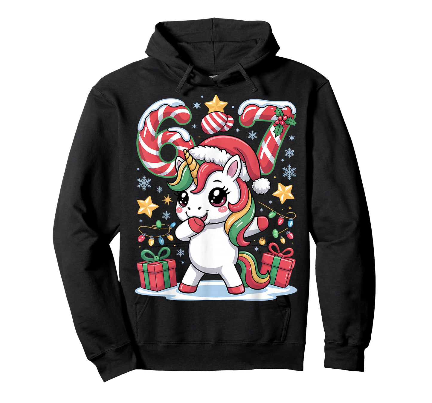 Six Seven Christmas Unicorn Meme Funny Cute Holiday Design T-Shirt