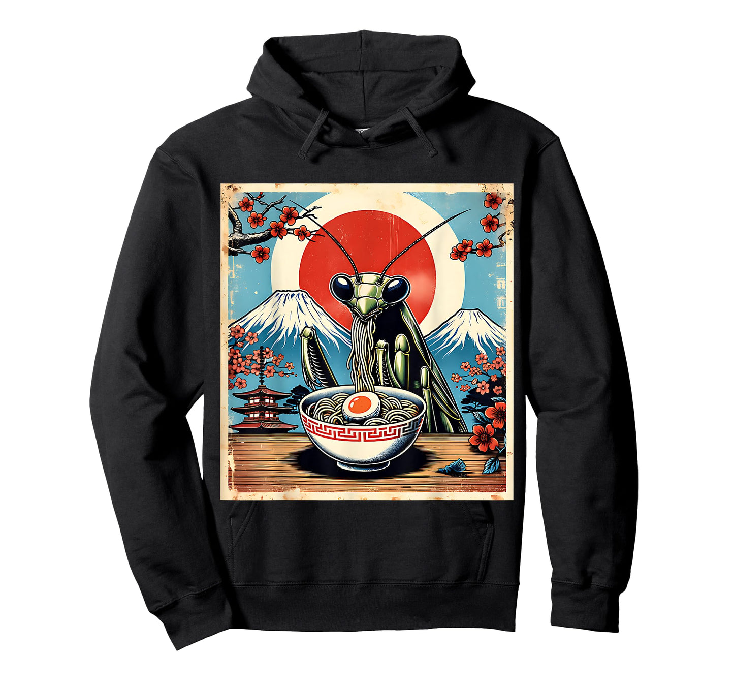 Praying Mantis Ramen Retro Funny Japanese Distressed T-Shirt
