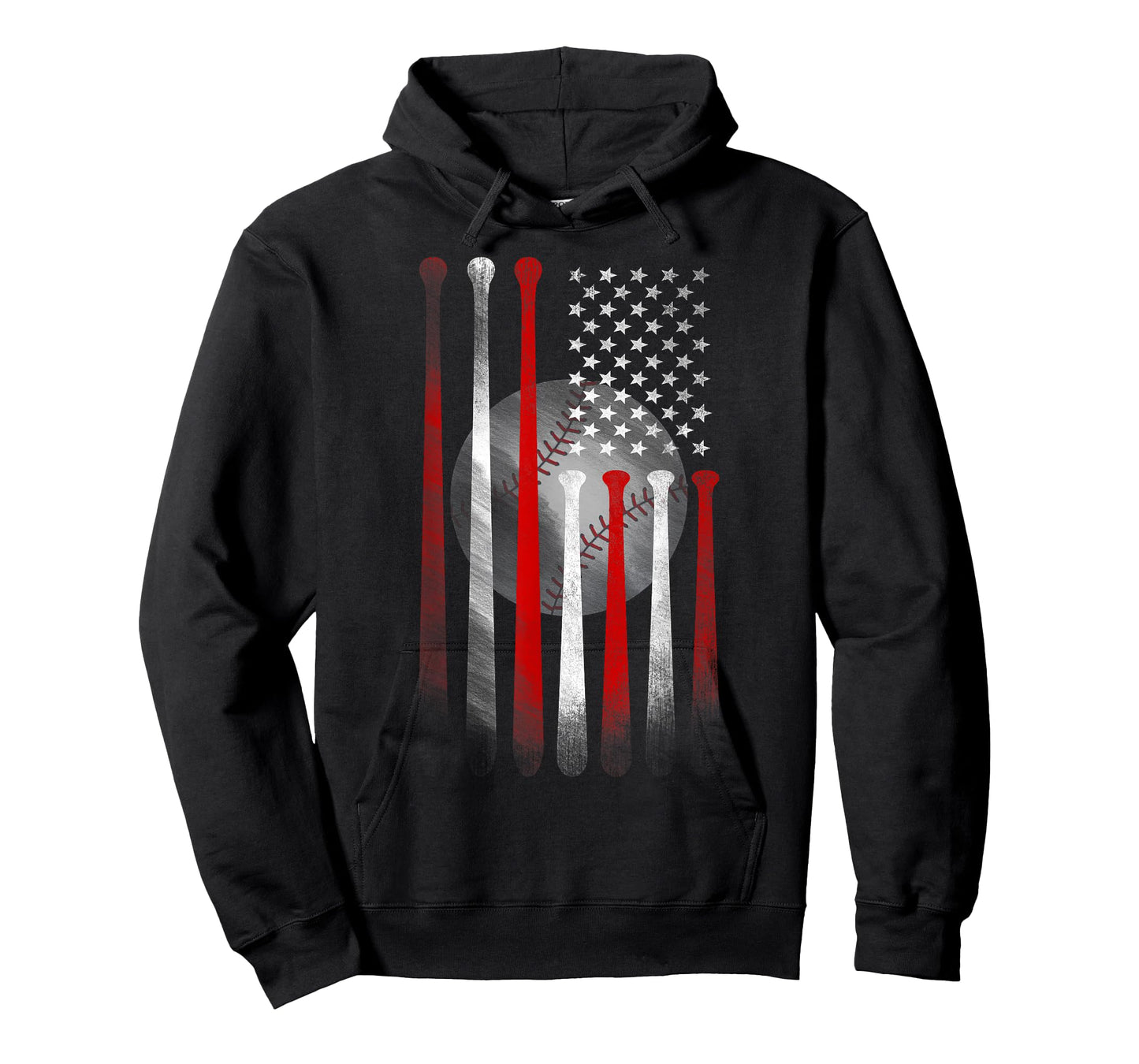Vintage Baseball American Flag T-Shirt, Classic Fit Black Tee for Dad and Mom