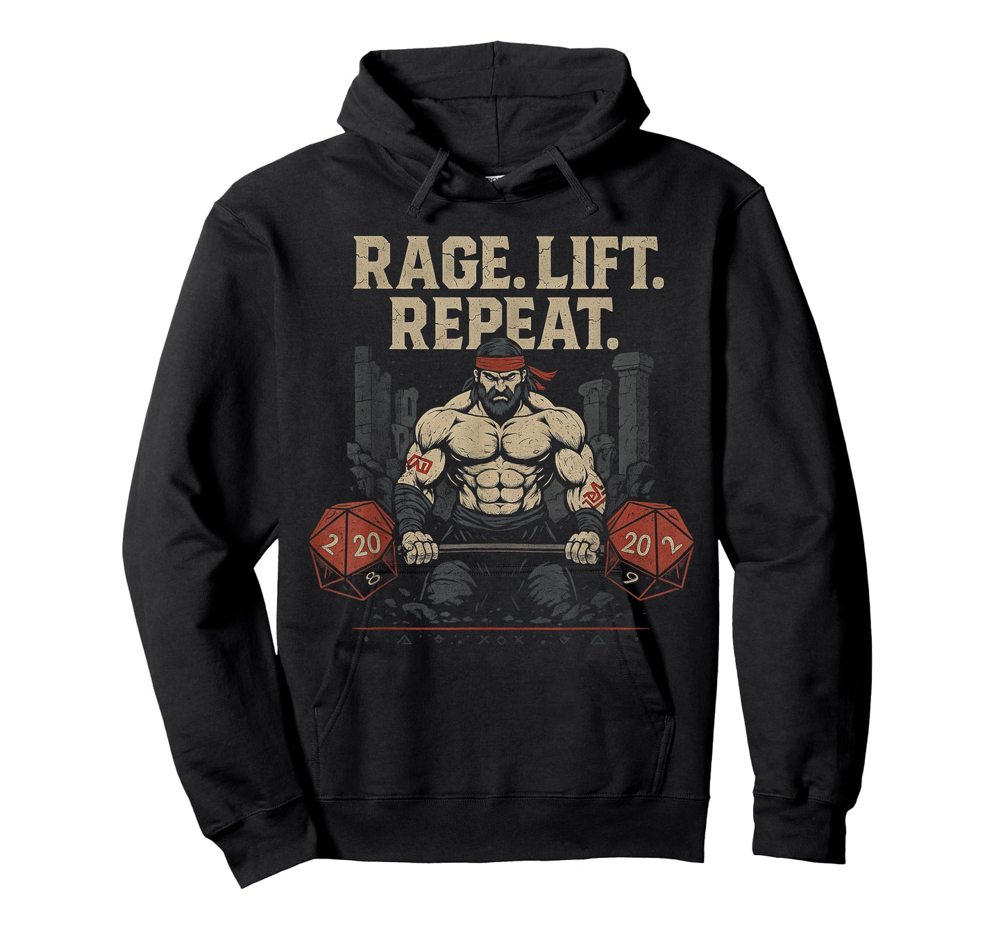 Barbarian Powerlifting D20 Nerd Gym Fitness Training RPG T-Shirt