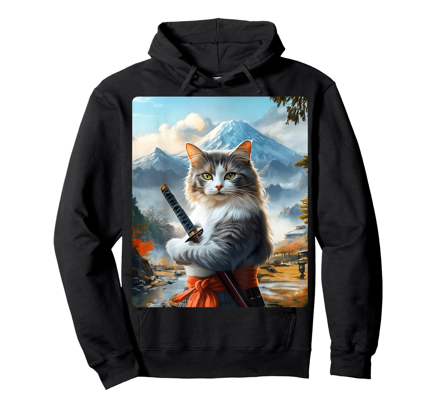 Samurai Cat T-Shirt for Men Women Girls Kids