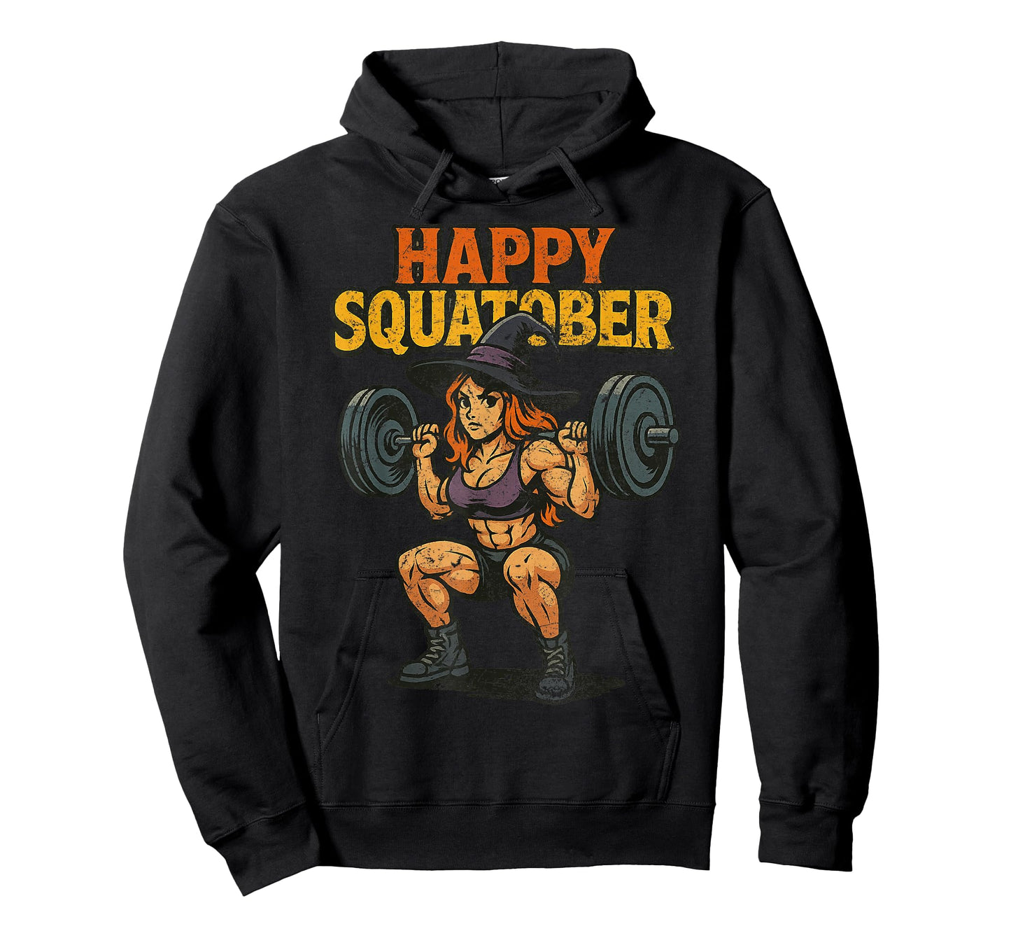 Happy Squatober Leg Day Challenge Vintage Halloween Witch T-Shirt