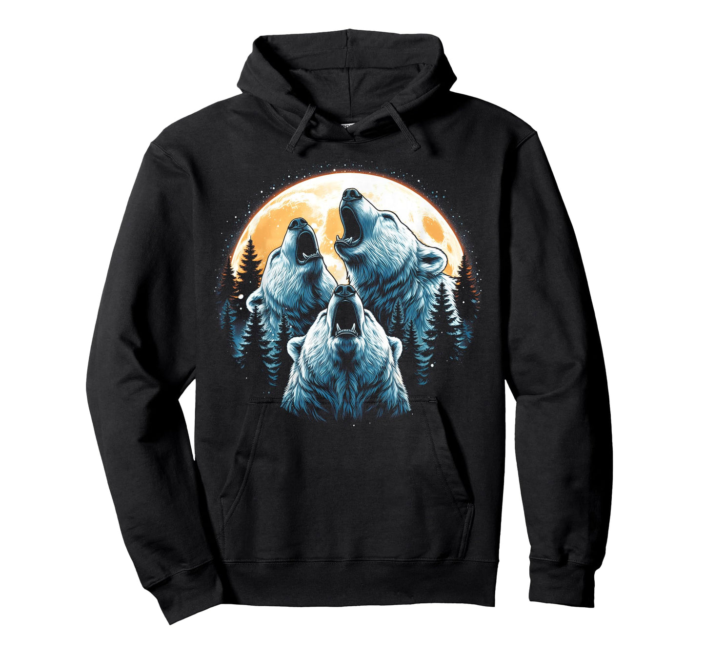 3 Polar Bears Howling At The Moon Wolf Animal T-Shirt